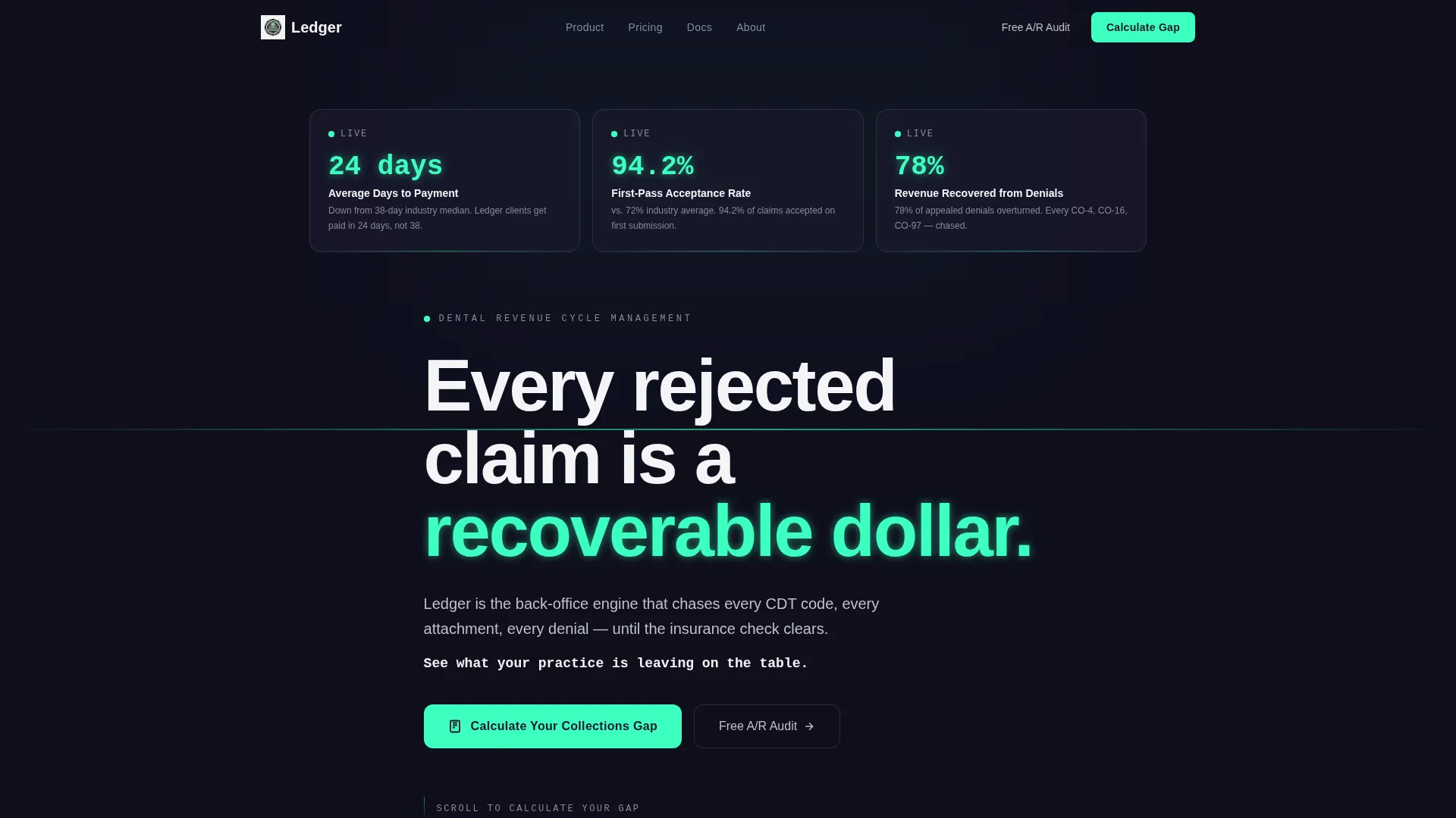 Dental Billing Landing Page Template for Revenue Teams