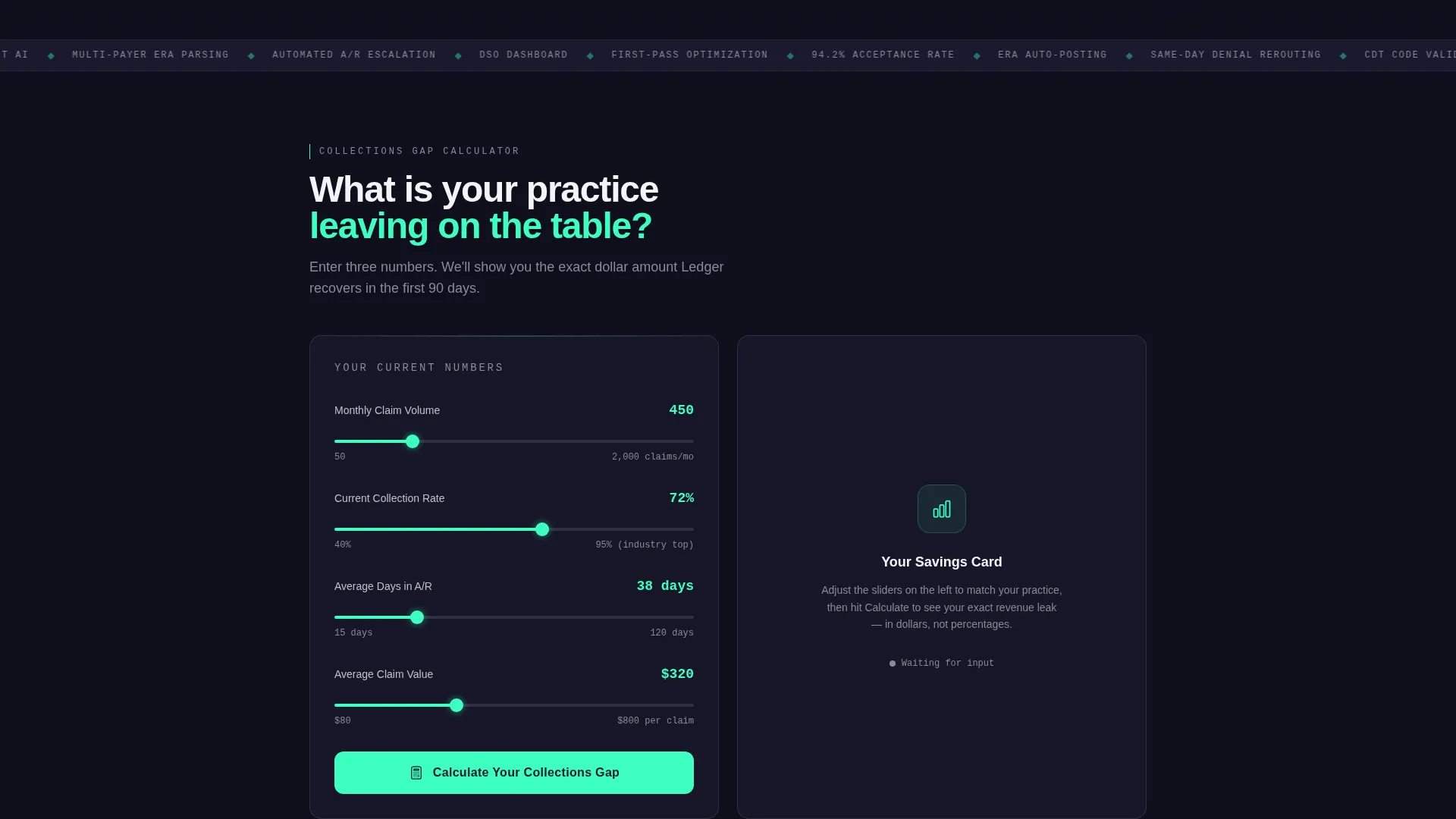 Dental Billing Landing Page Template for Revenue Teams