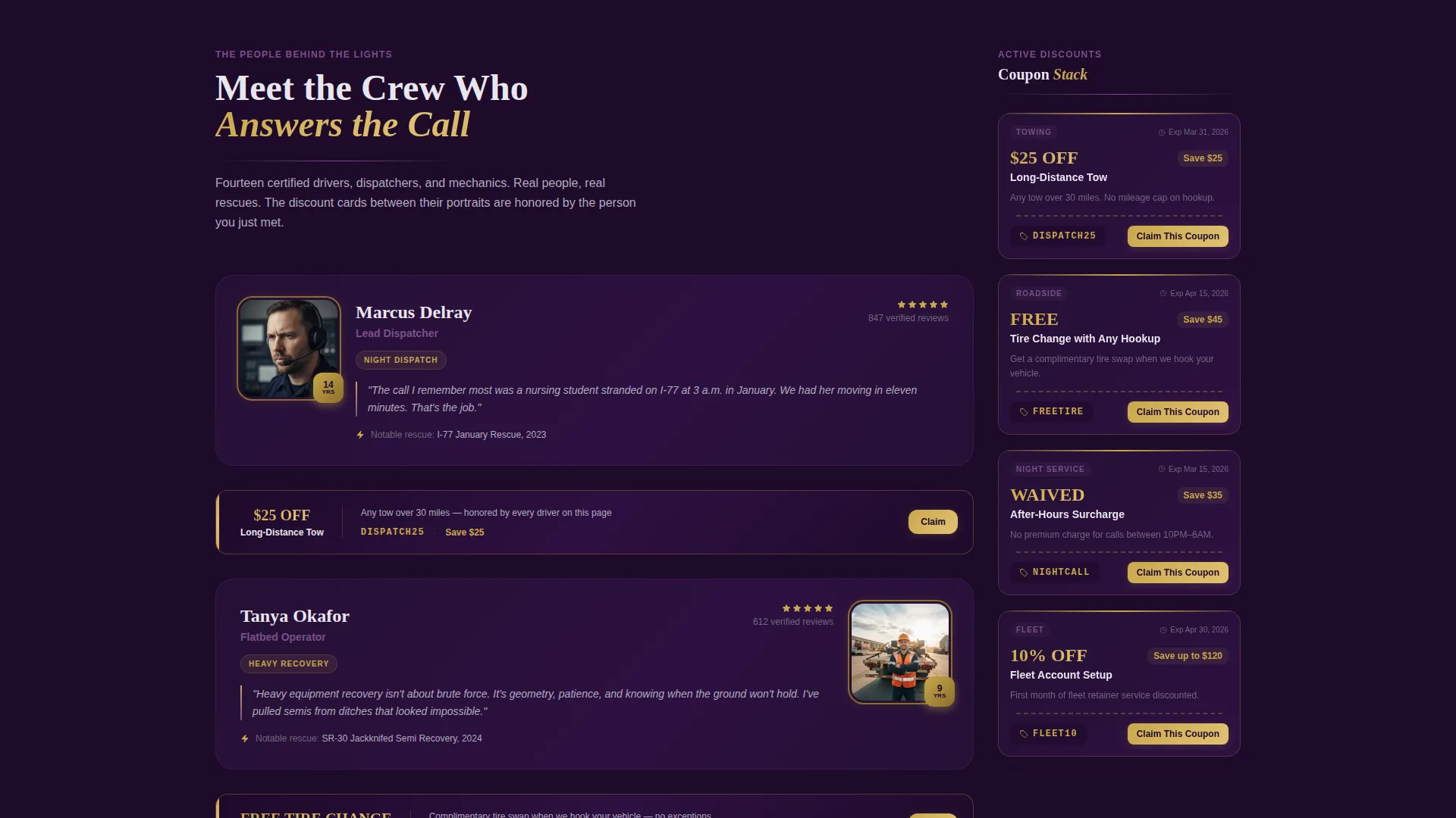 Tow Truck Marketing Specialist Professional Website Template