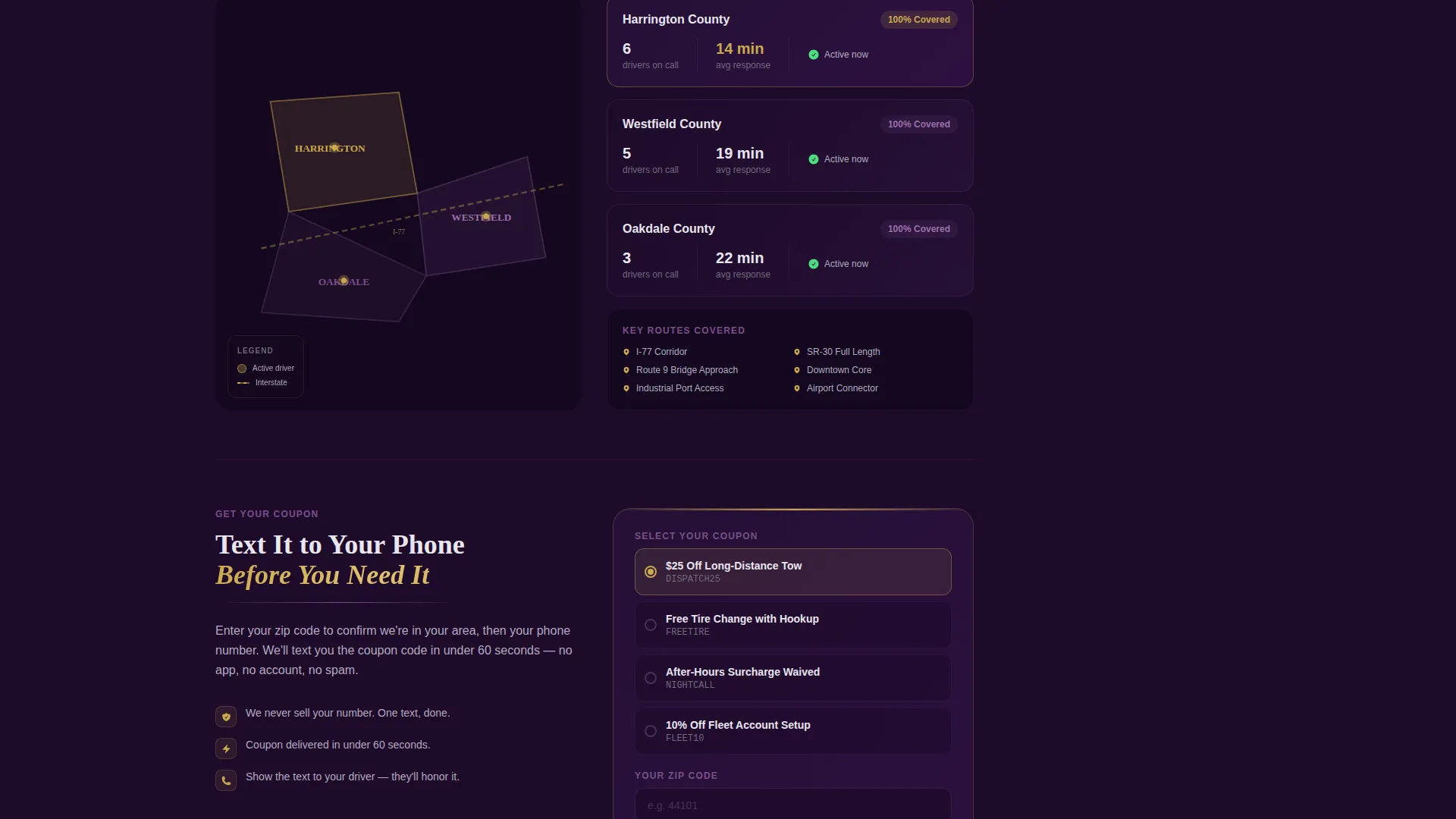 Tow Truck Marketing Specialist Professional Website Template