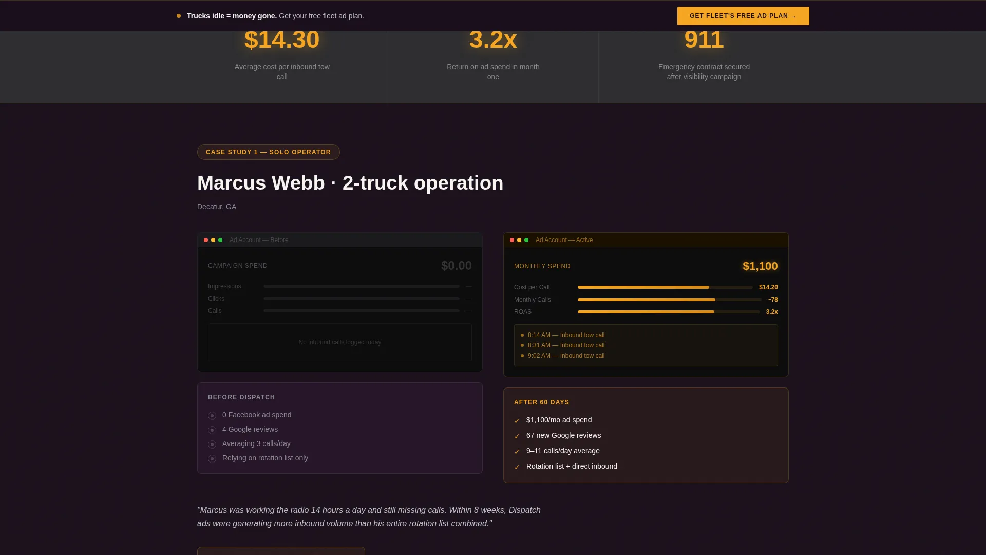 Tow Truck Marketing Portfolio Website Template