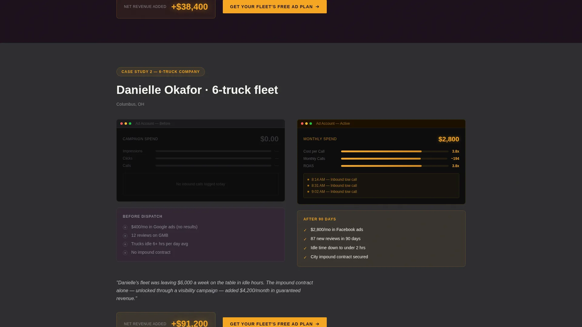 Tow Truck Marketing Portfolio Website Template