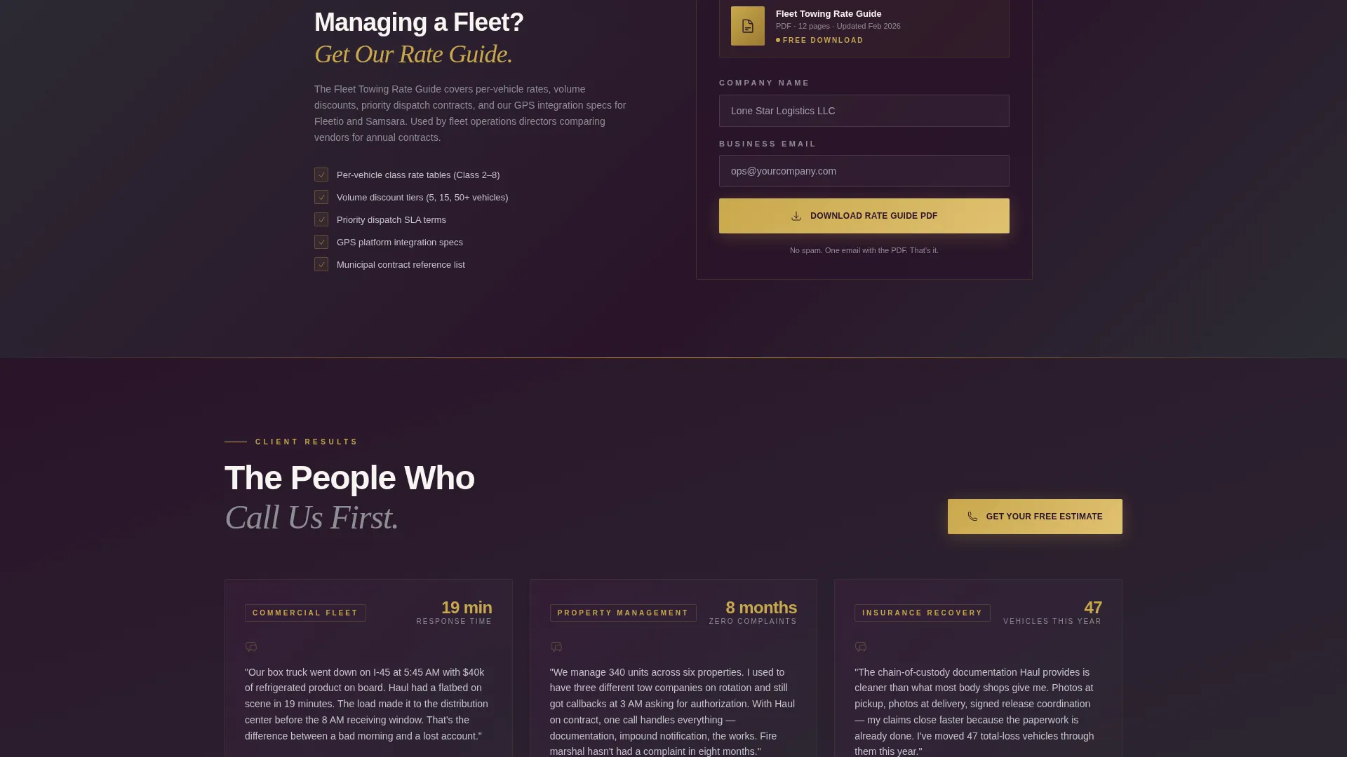 Tow Truck Marketing Professional Website Template