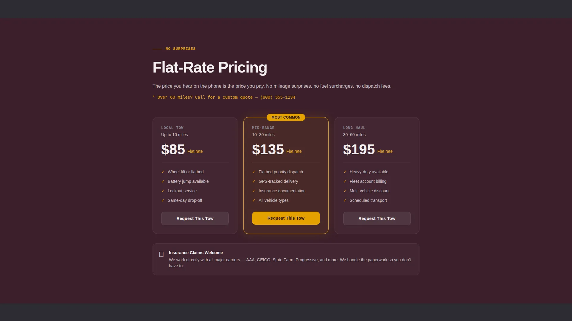 Towing Landing Page Template for Google Ads