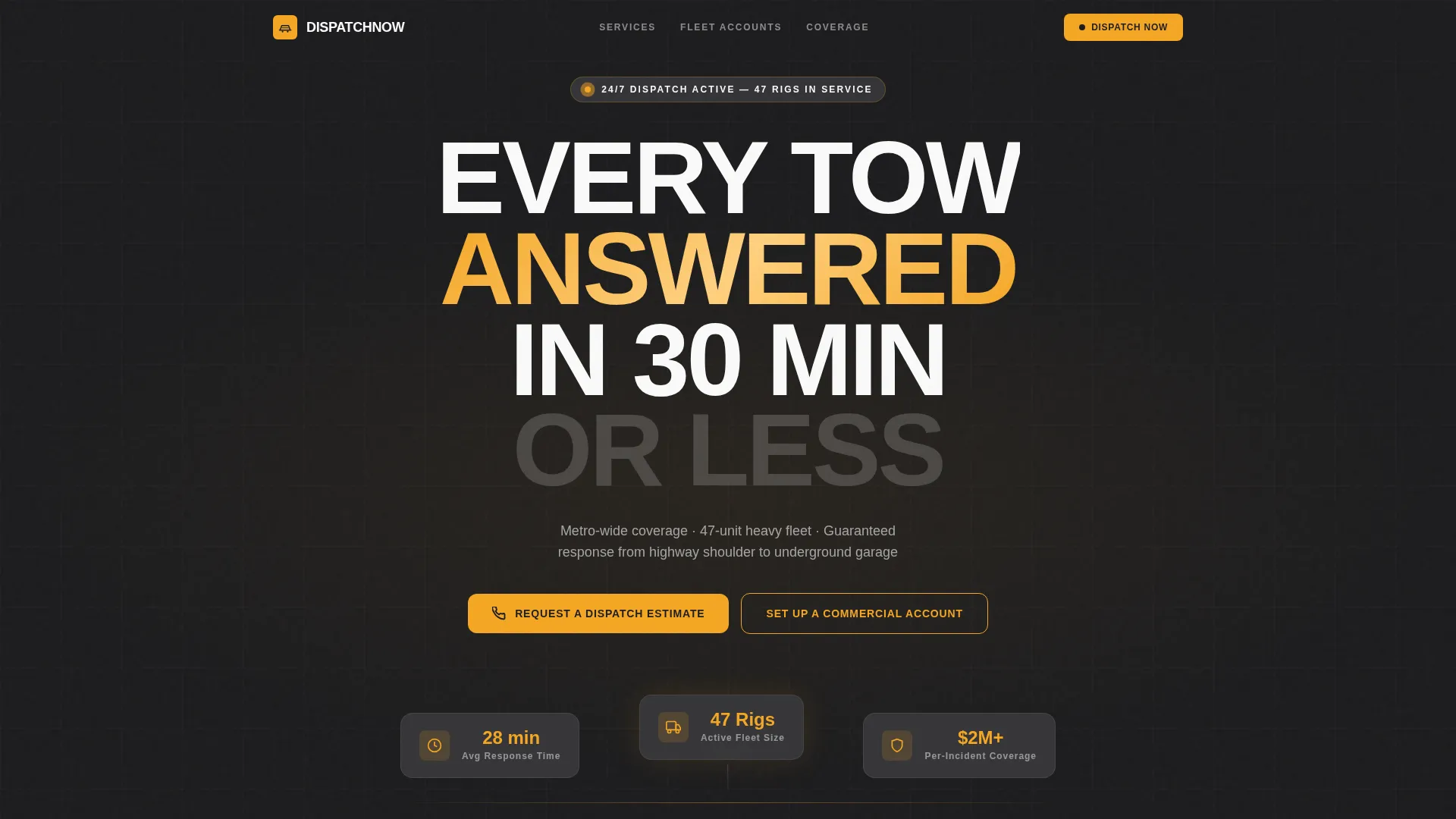 Tow Truck Operator Booking Website Template