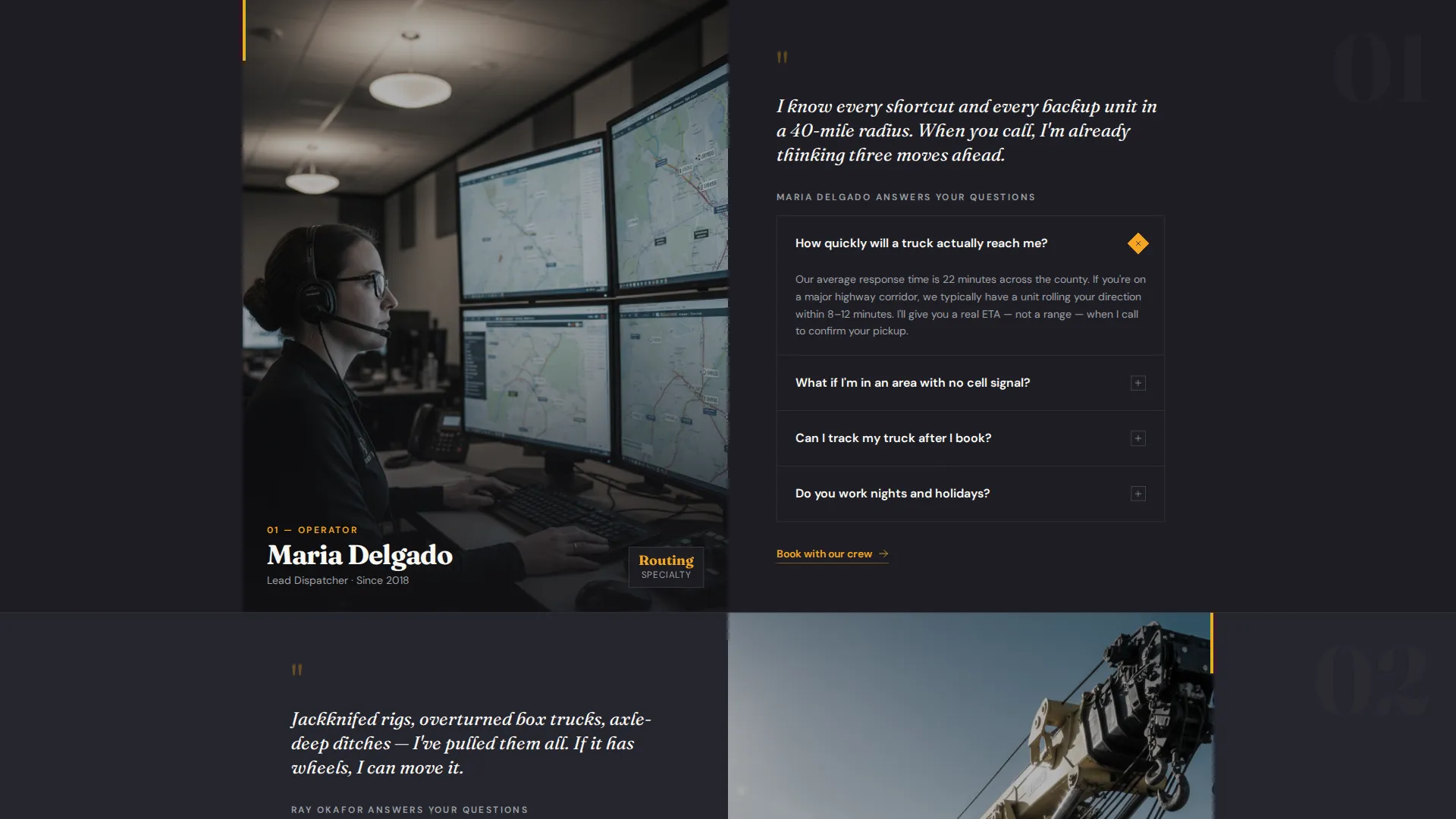 Tow Truck Operator Advanced Booking Website Template