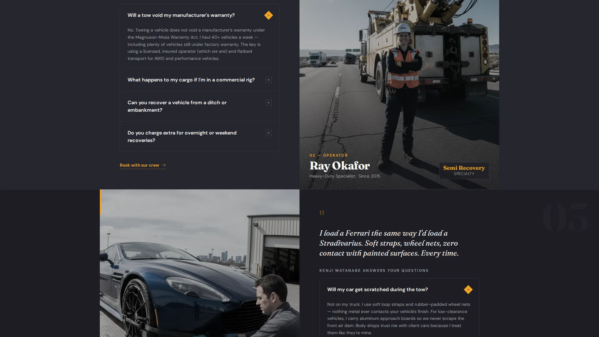 Tow Truck Operator Advanced Booking Website Template