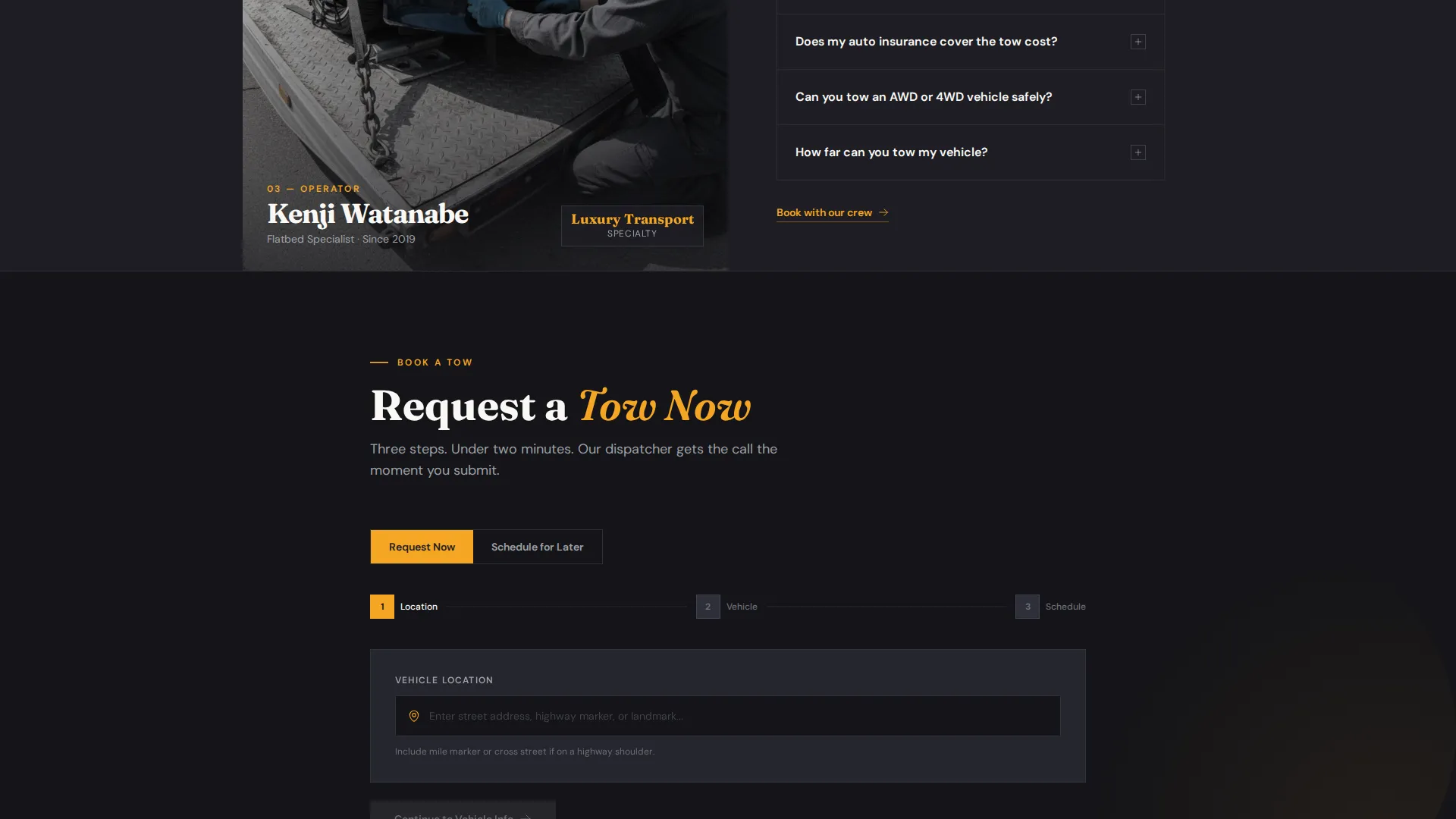 Tow Truck Operator Advanced Booking Website Template