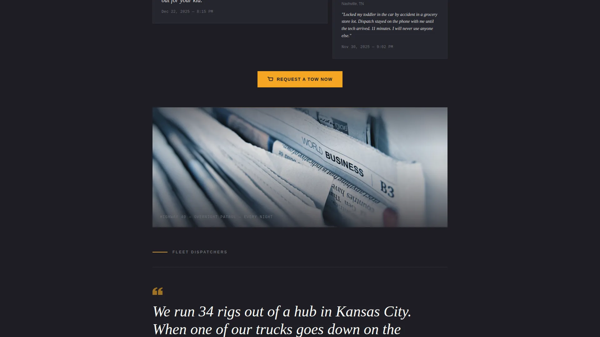 Tow Truck Operator Specialist Booking Website Template