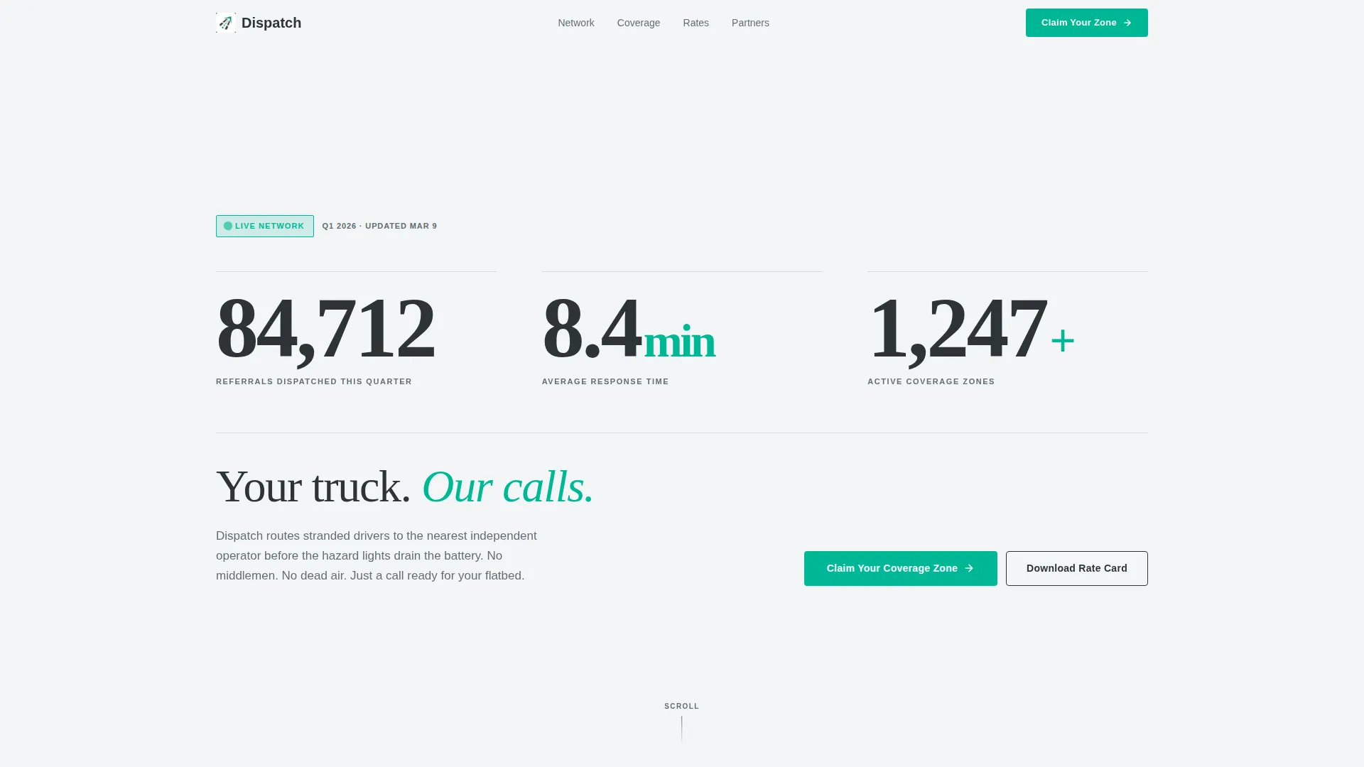 Tow Truck Referral Network Landing Page Template