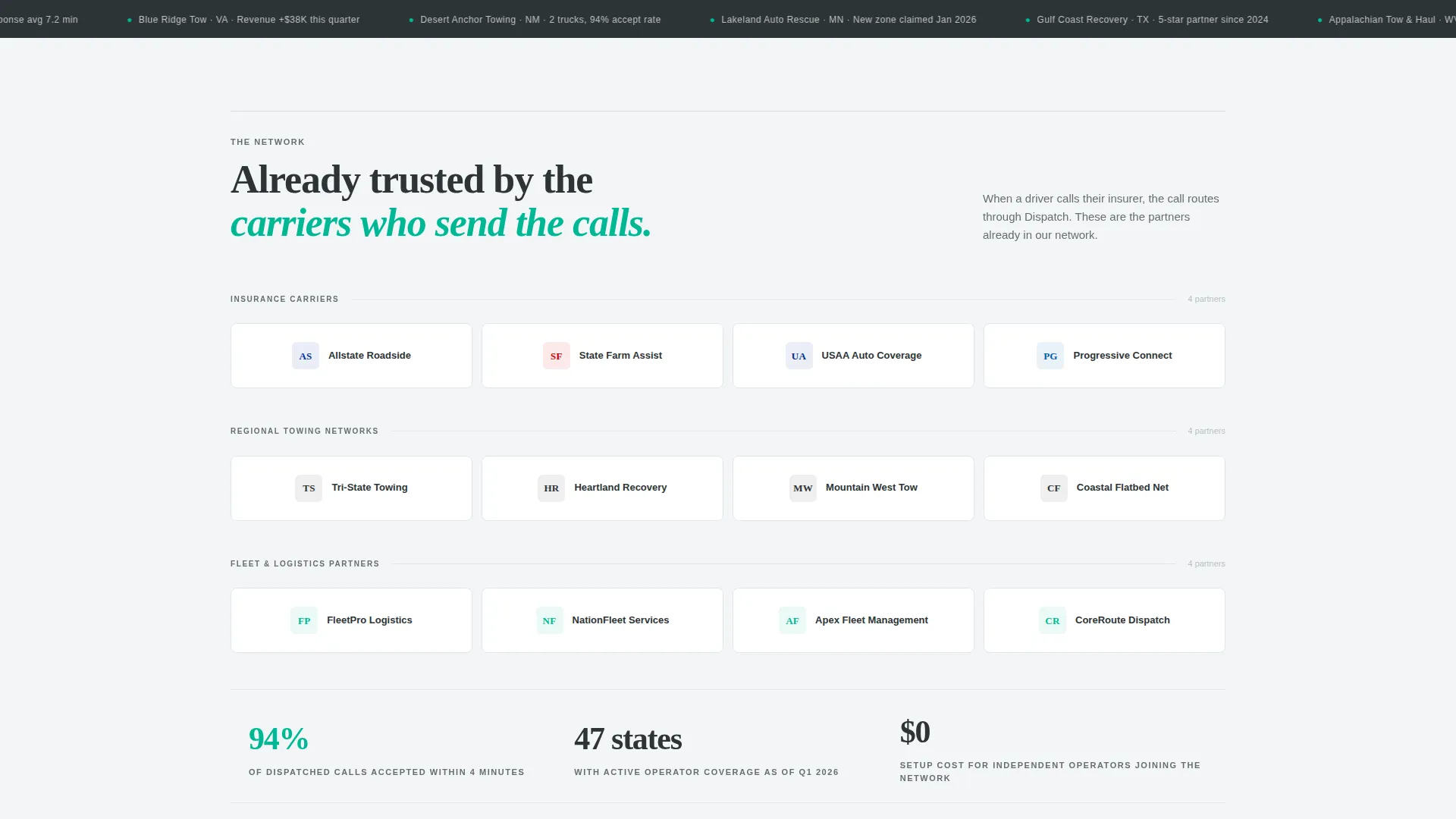 Tow Truck Referral Network Landing Page Template
