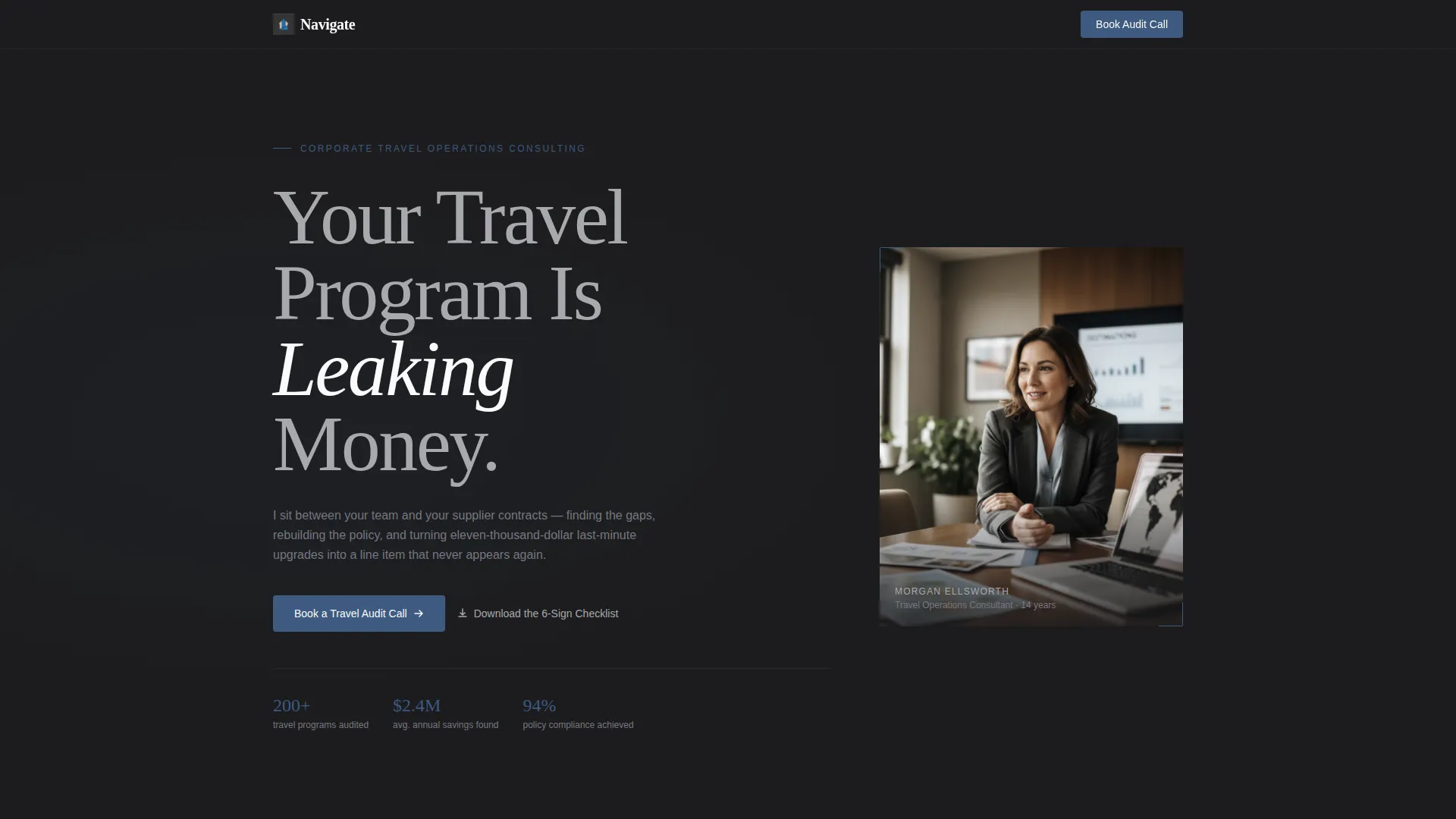 Executive Travel Consulting Landing Page Template