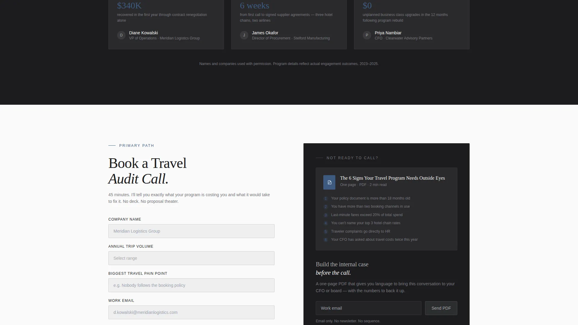 Executive Travel Consulting Landing Page Template