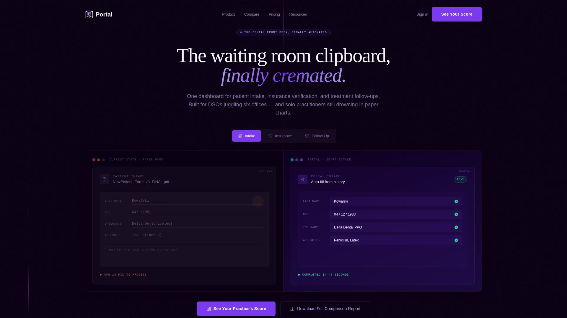 Dental Customer Portal Landing Page Template