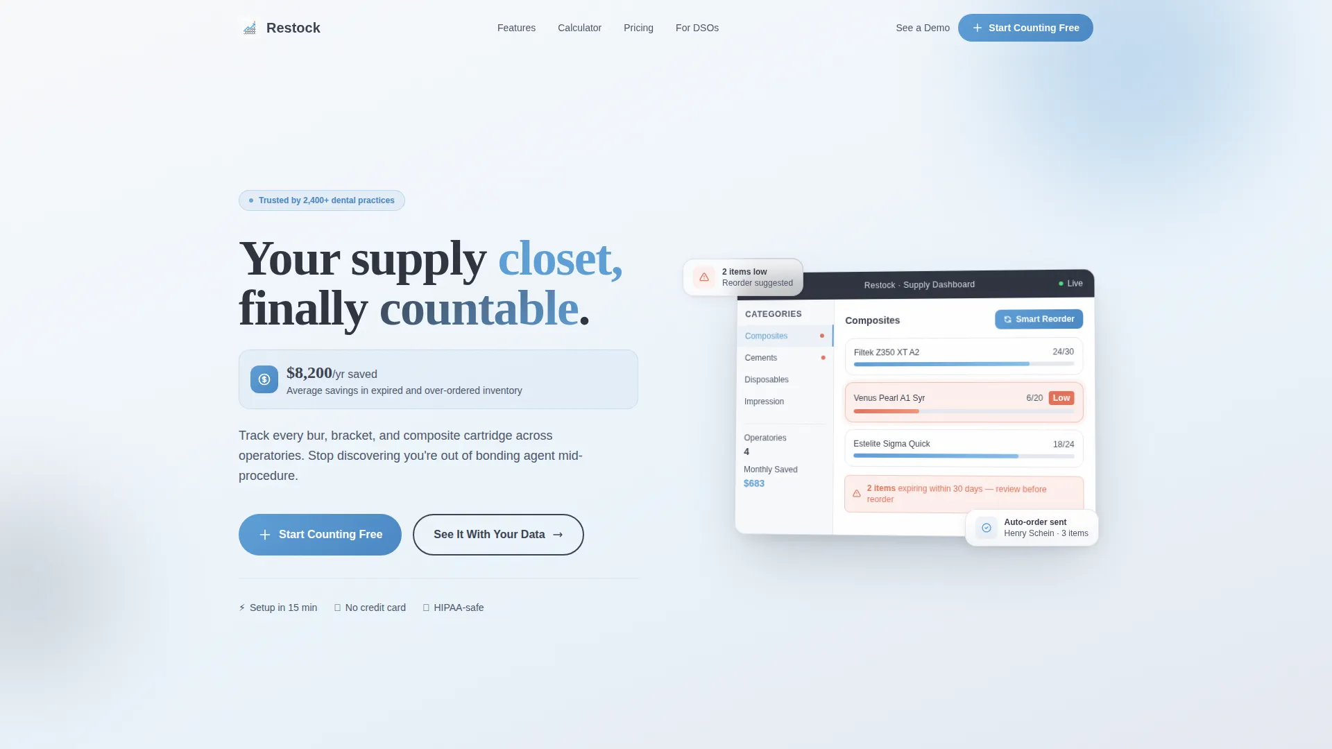 Dental Inventory Management Landing Page Template