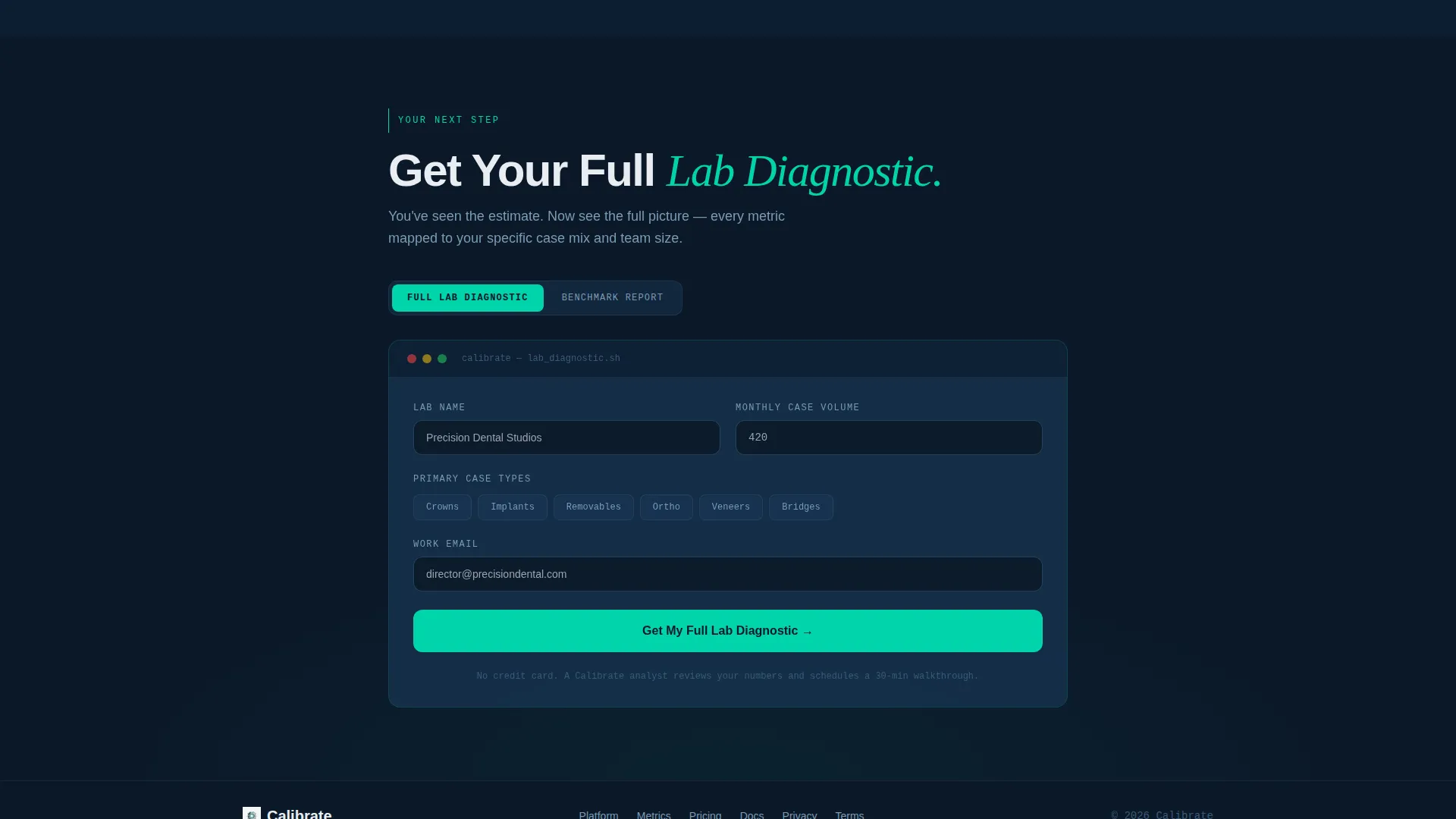 Dental Lab Analytics Dashboard Landing Page