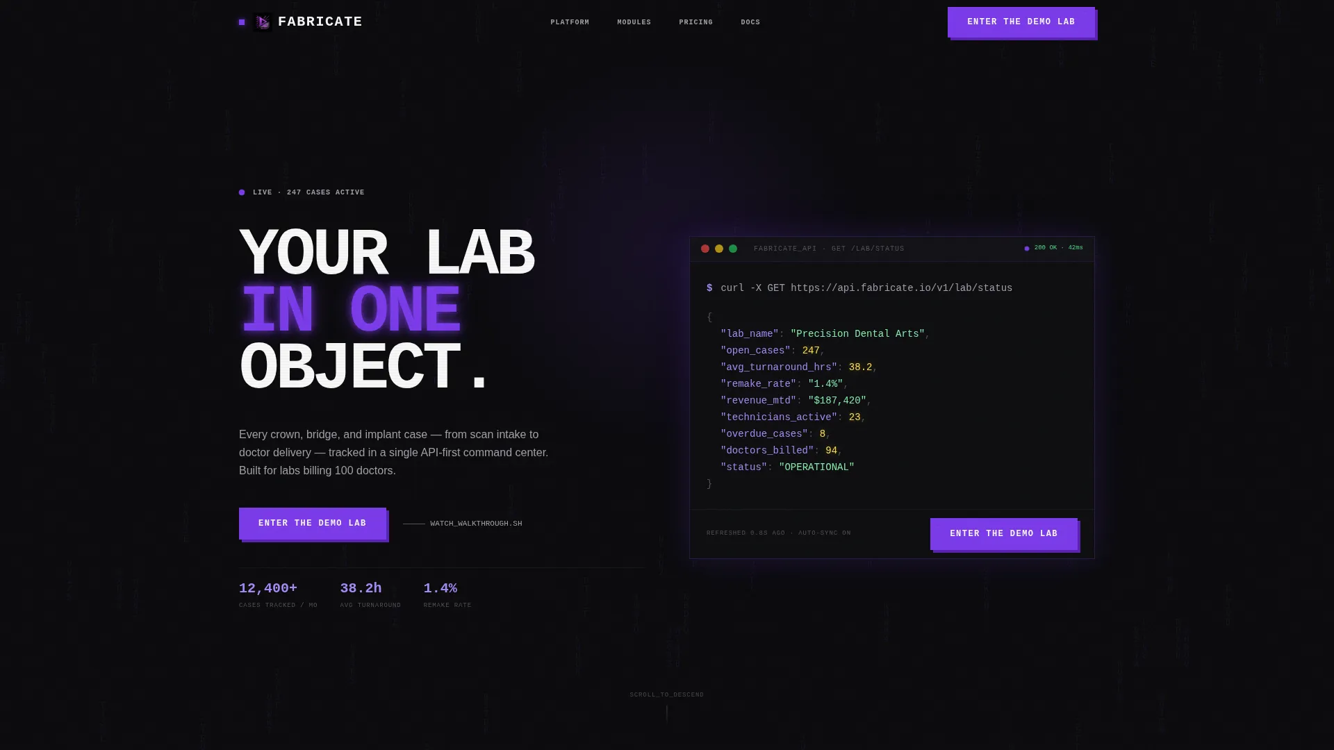 Brutalist Dental Lab CRM Landing Page Template