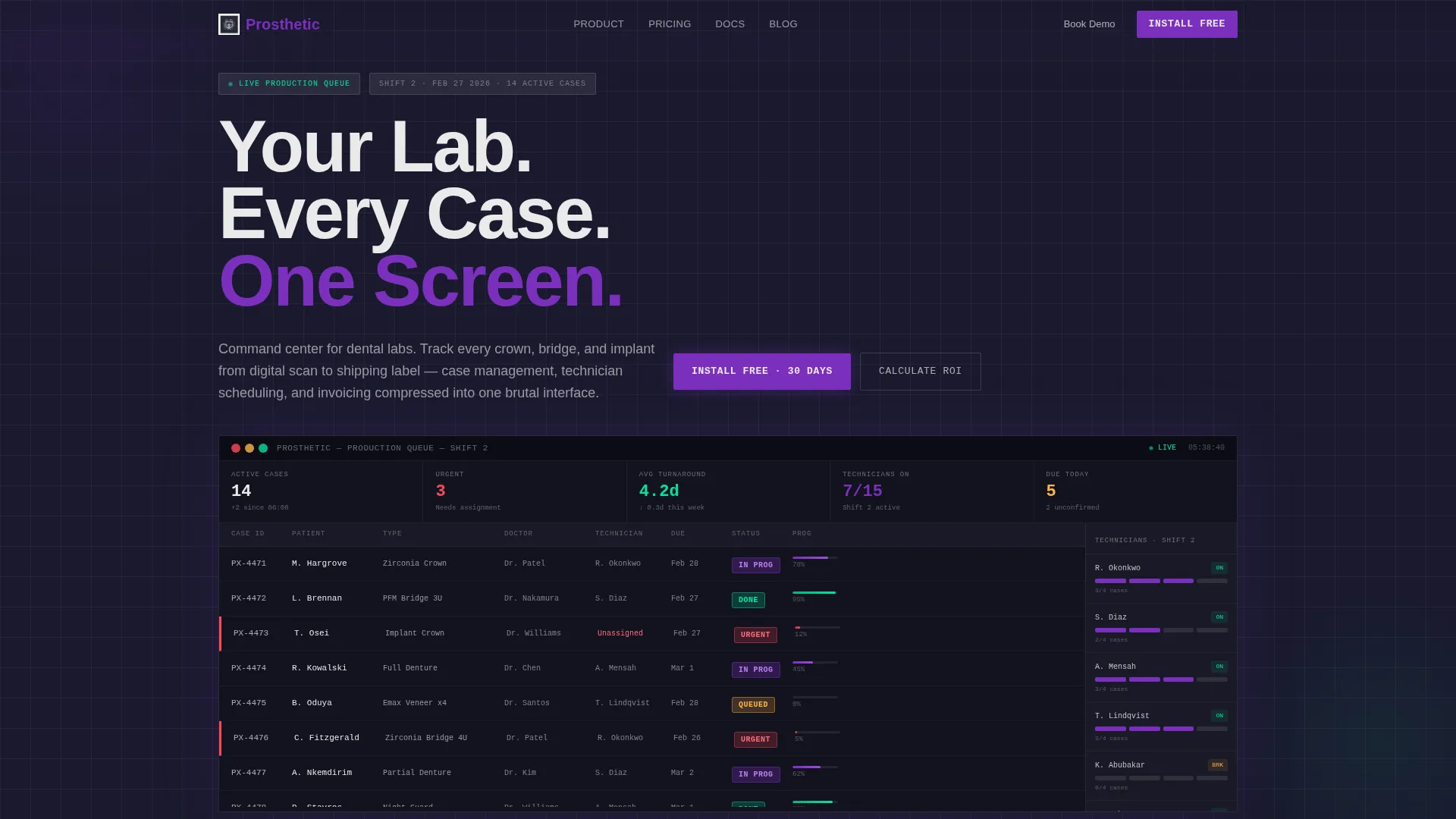 Dental Lab Management Software Landing Page