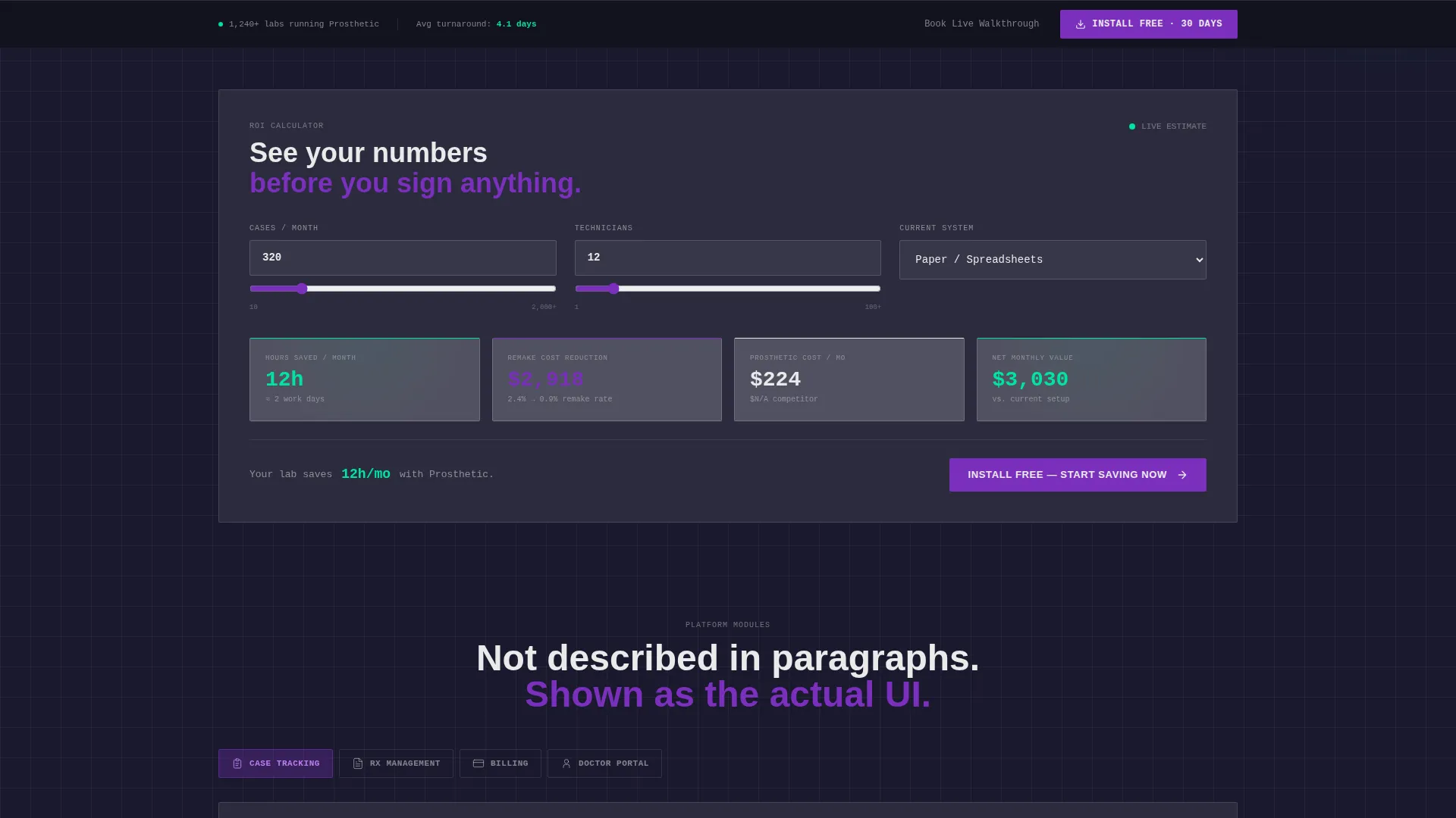 Dental Lab Management Software Landing Page