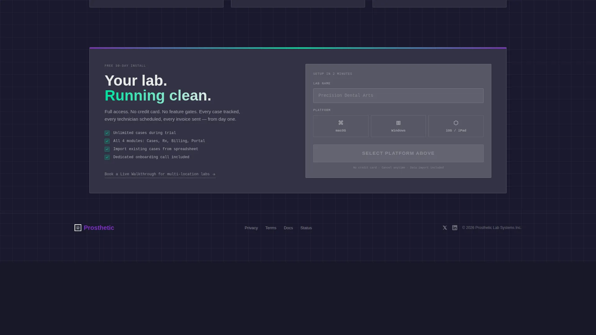 Dental Lab Management Software Landing Page