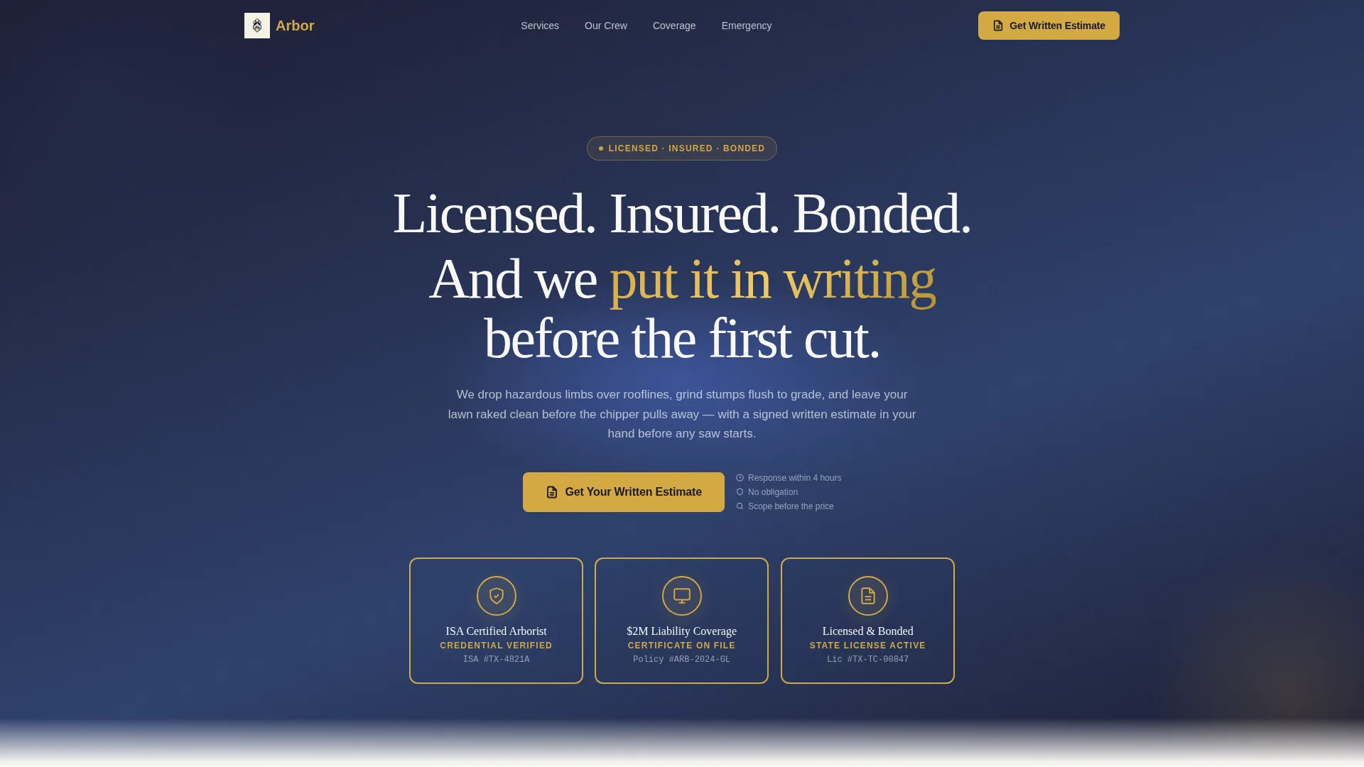 Tree Service Marketing Specialist Professional Website Template