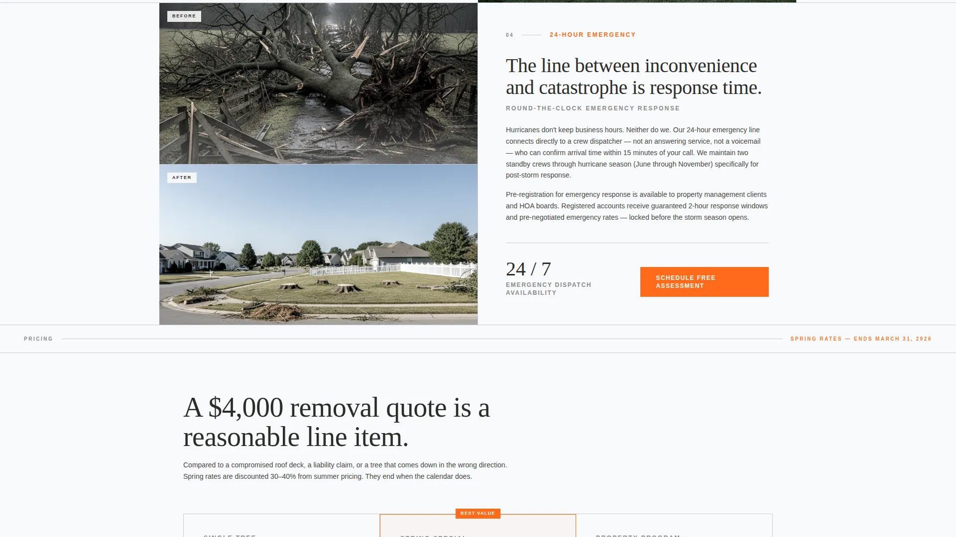 Tree Service Landing Page Template for Seasonal Promos