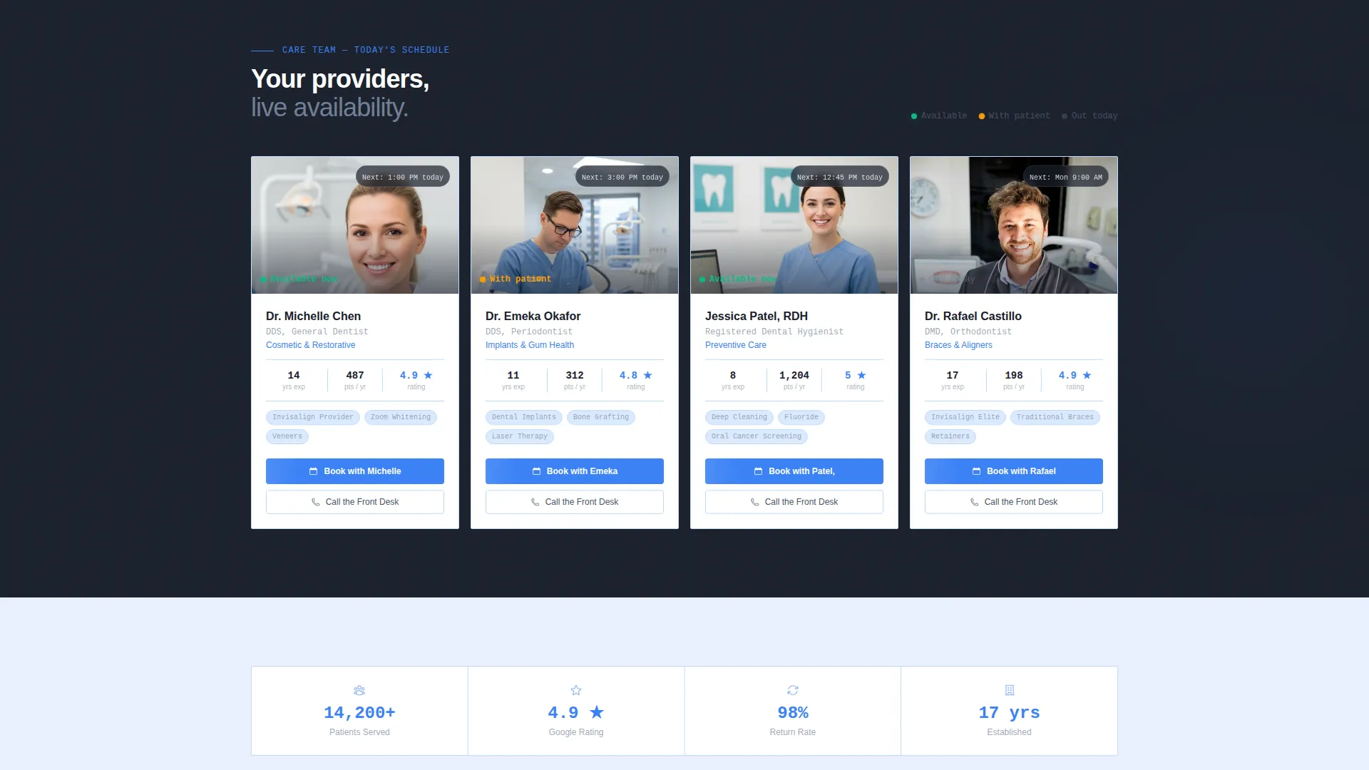 Dental Office Real-Time Availability Website Template