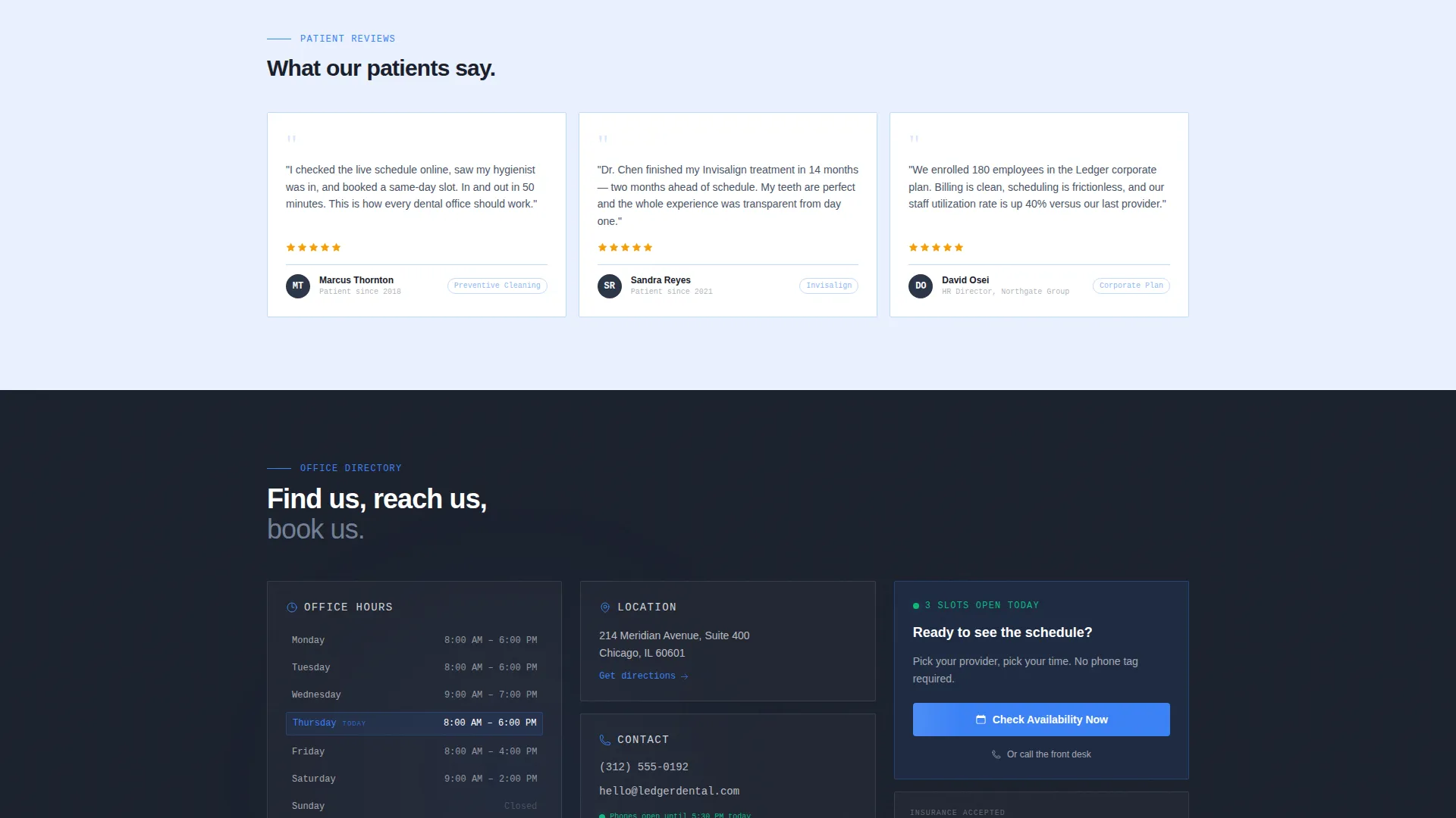 Dental Office Real-Time Availability Website Template