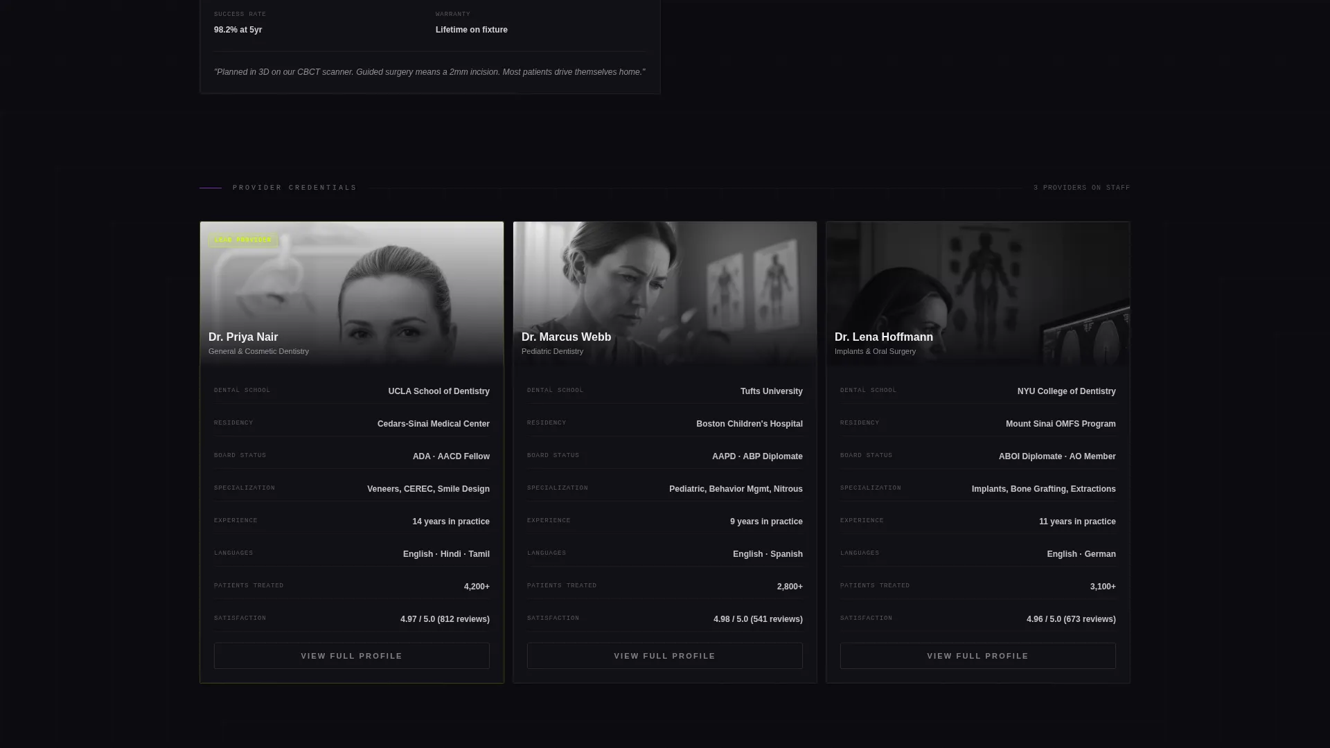 Modern Dental Team & Credentials Showcase Website Template