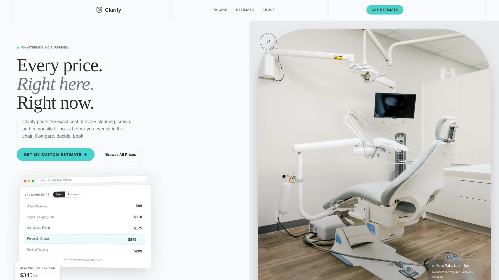 Dental Price Transparency & Cost Breakdown Website Template