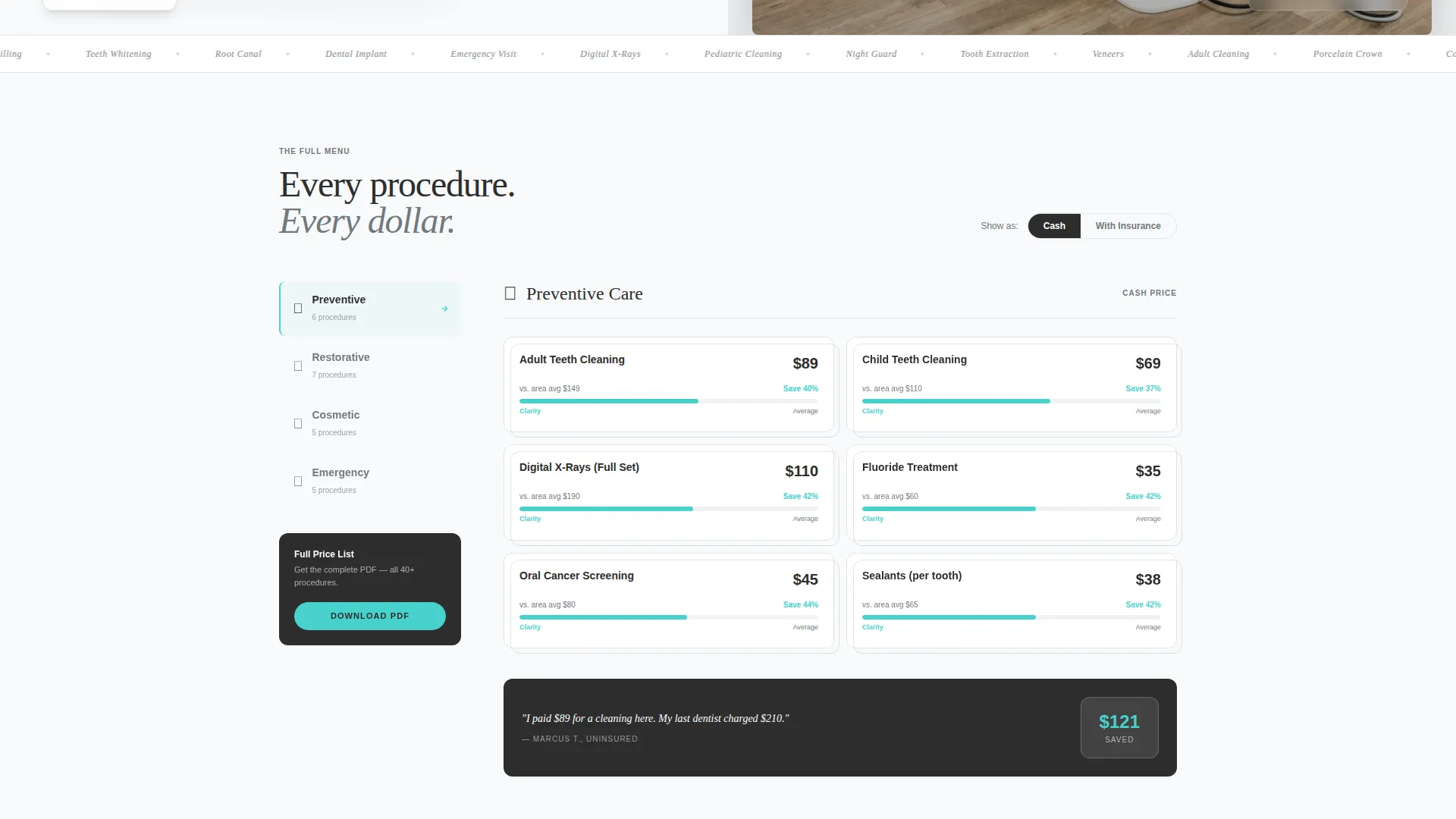 Dental Price Transparency & Cost Breakdown Website Template