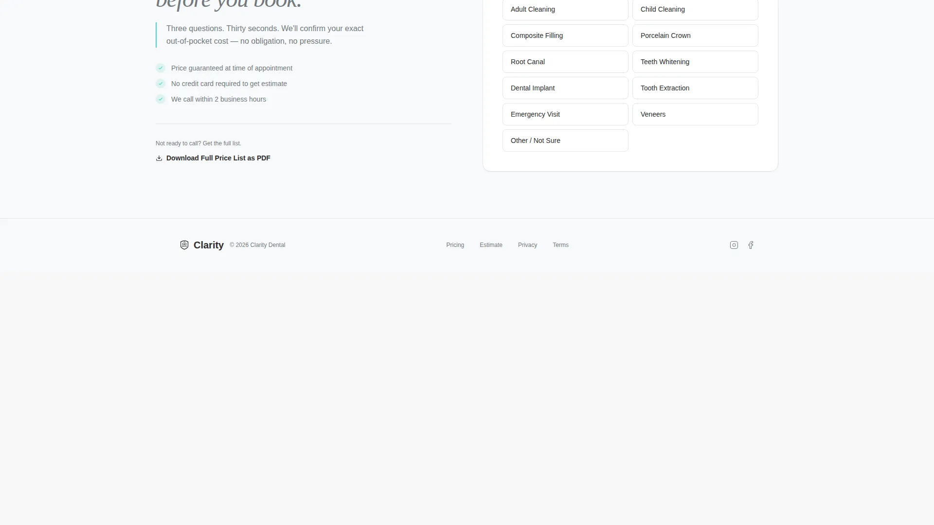Dental Price Transparency & Cost Breakdown Website Template