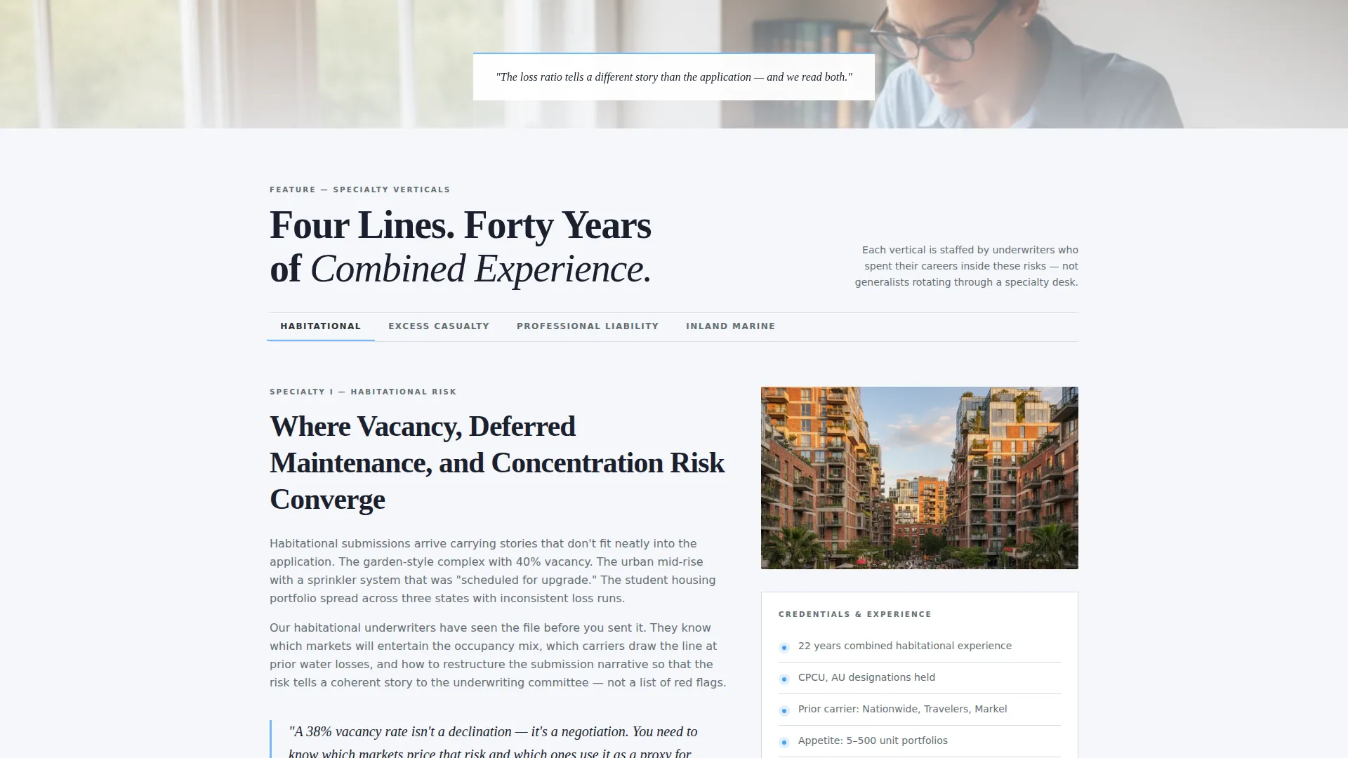 Authoritative Underwriter Booking Landing Page Template
