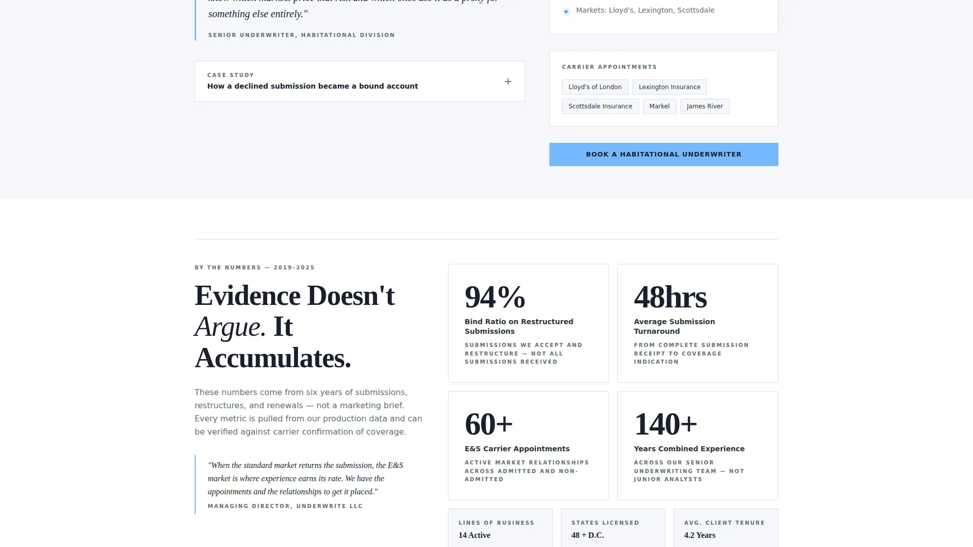 Authoritative Underwriter Booking Landing Page Template