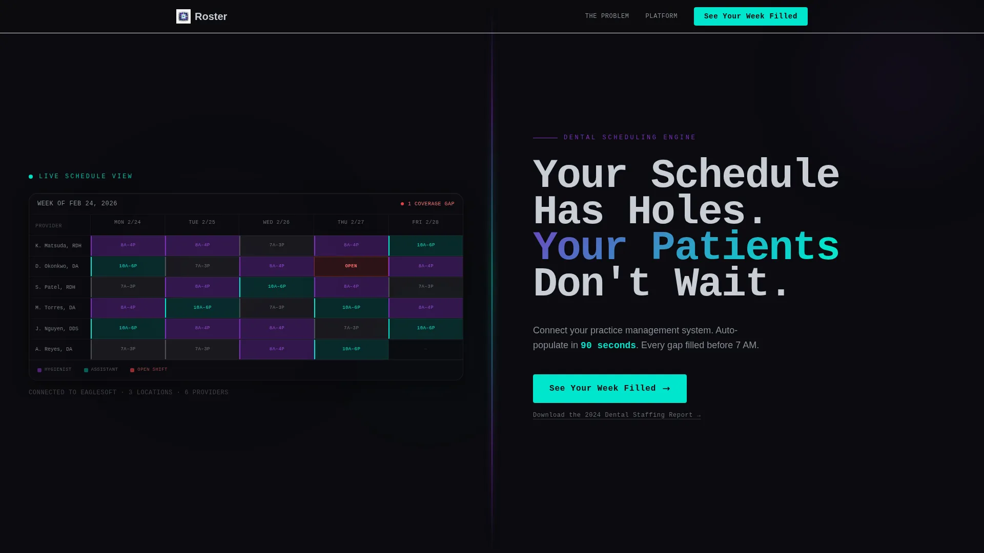 Dental Staff Scheduling Landing Page Template