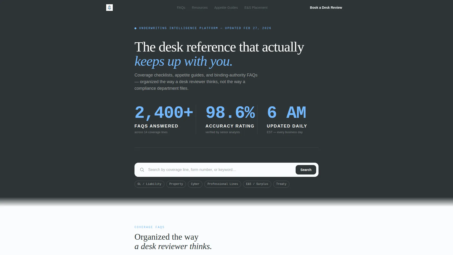 Underwriter Booking Website Template