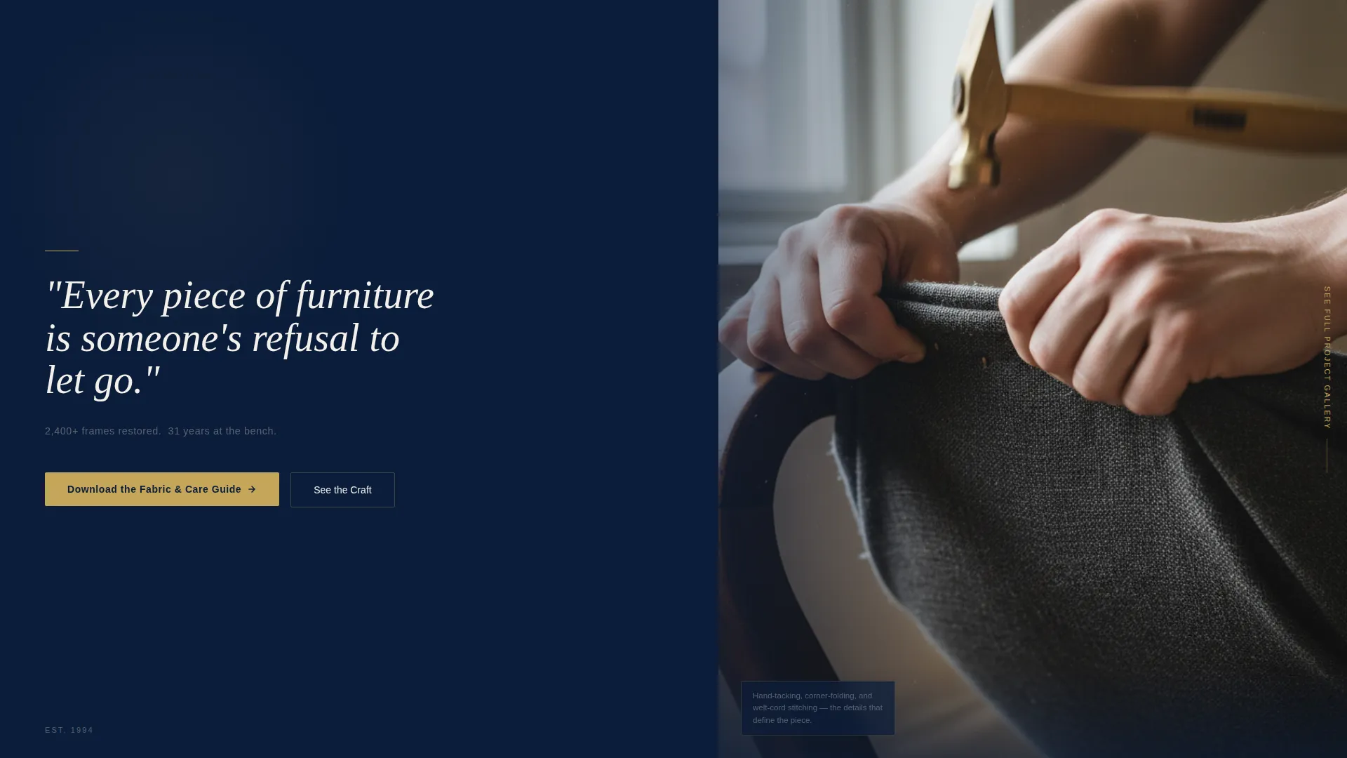 Upholsterer Business Professional Website Template