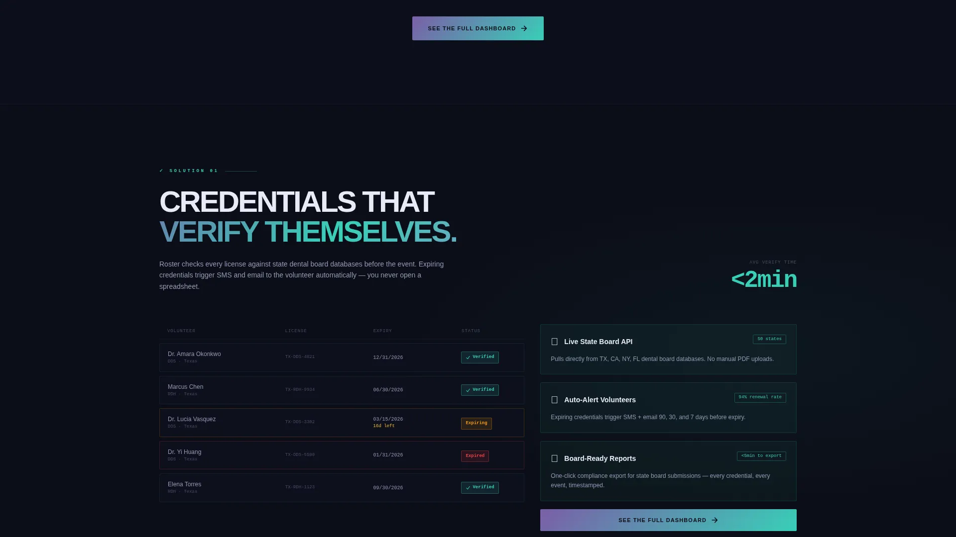 Dental Volunteer Scheduling Landing Page Template