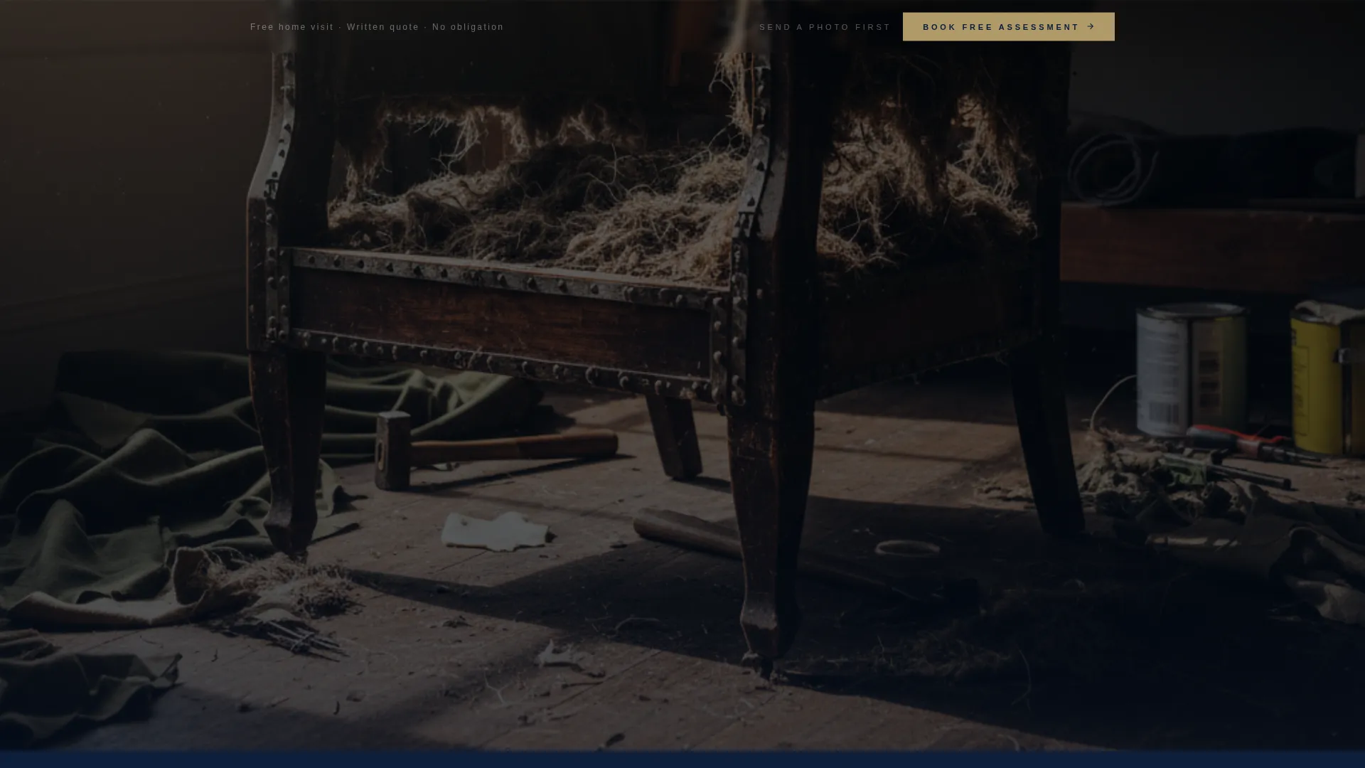 Upholsterer Business Specialist Booking Website Template