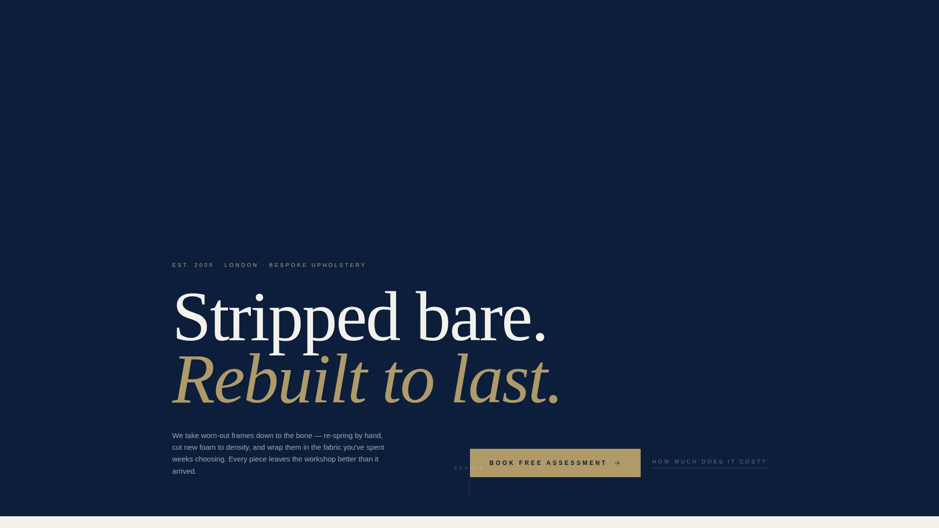 Upholsterer Business Specialist Booking Website Template