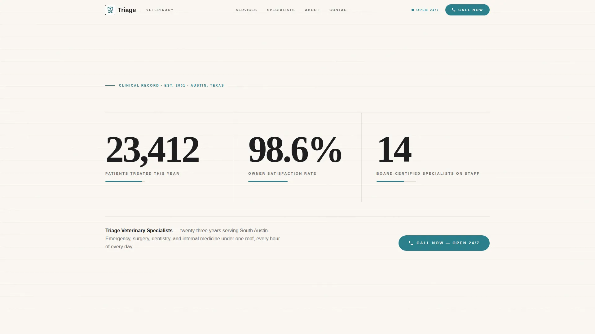 Authoritative Veterinary Clinic Landing Page Template