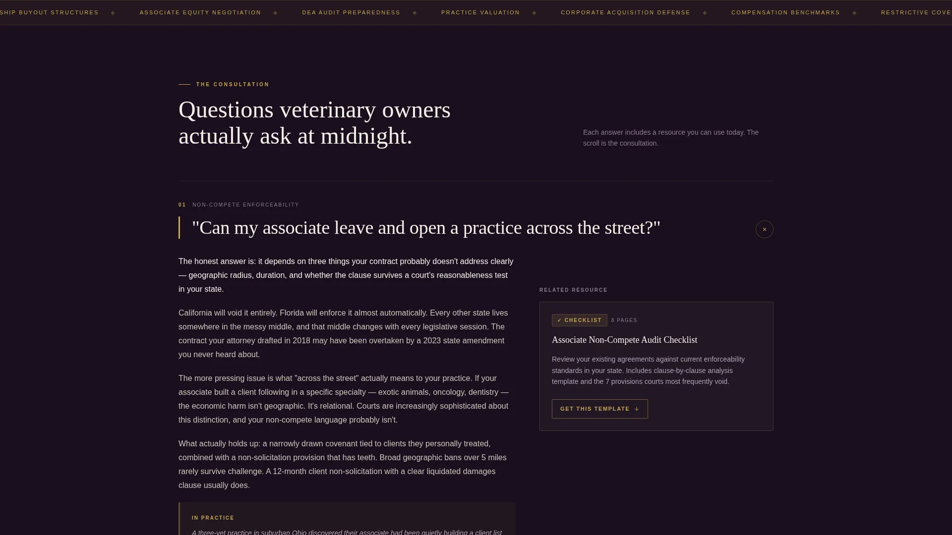 Veterinary Consulting FAQ Website Template
