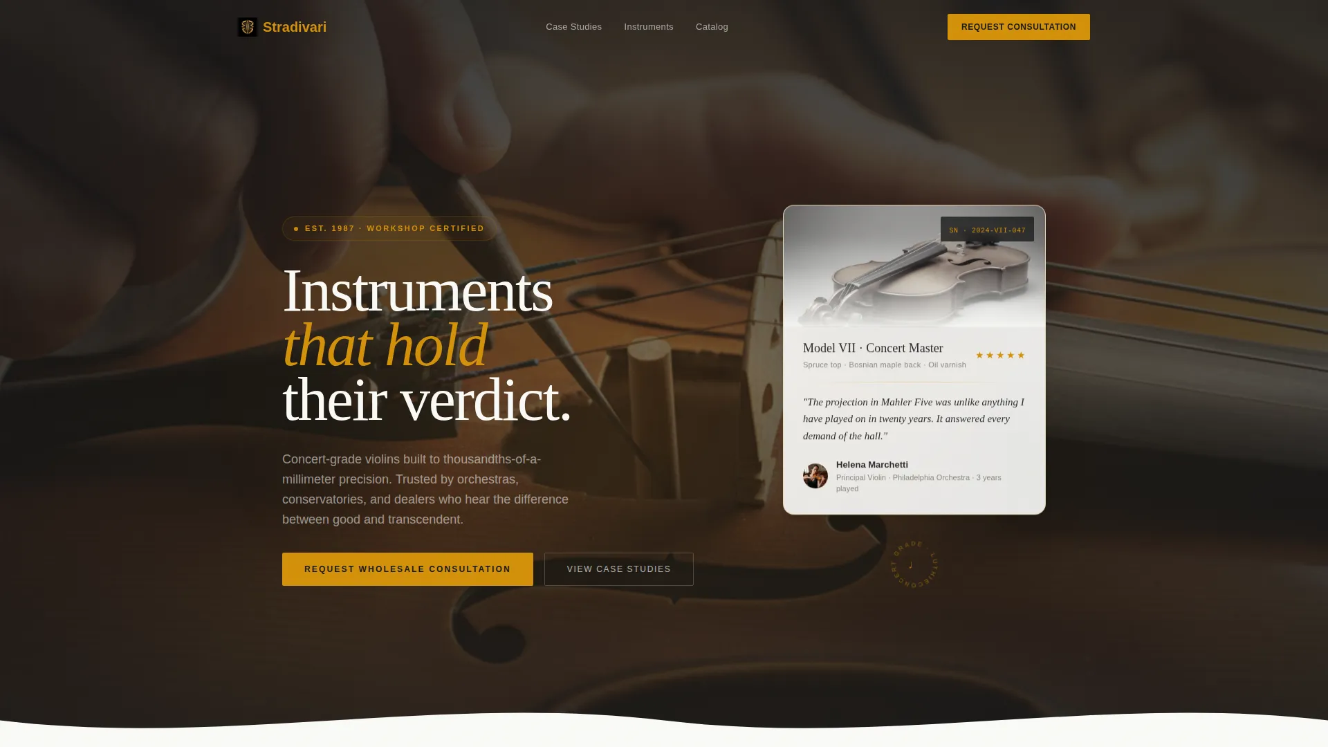 Violin Maker (Luthier) Business Reviews Website Template