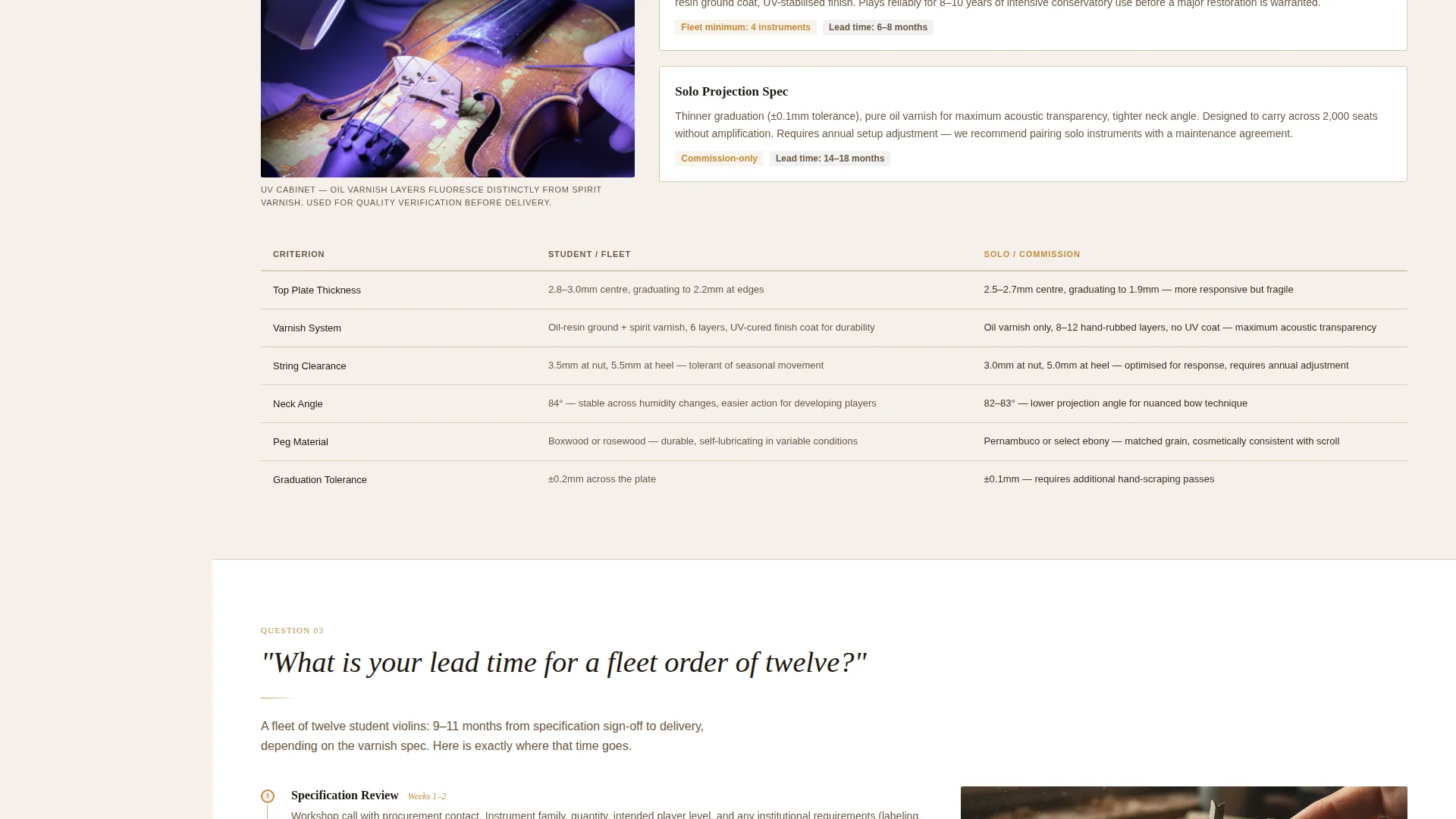 Violin Maker Landing Page Template for B2B Outreach