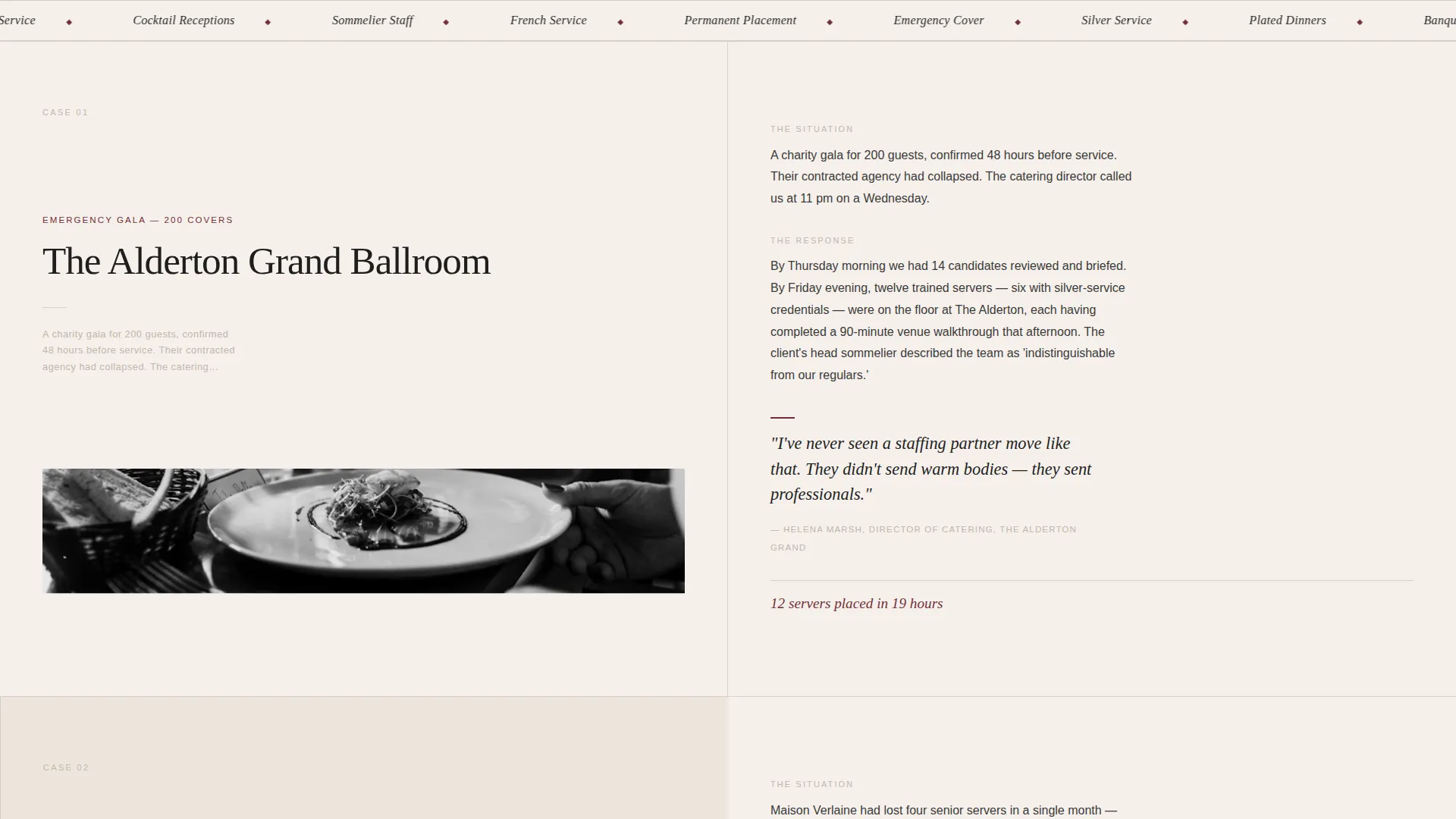 Waiter & Server Portfolio Website Template