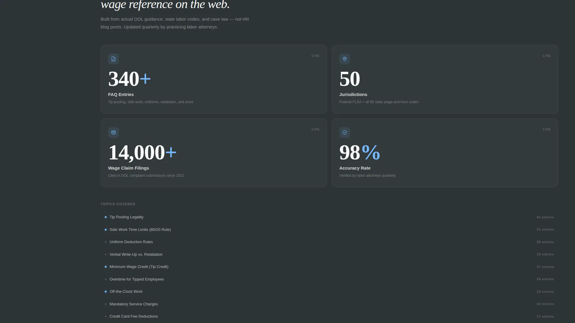 Waiter & Server Privacy Policy Website Template