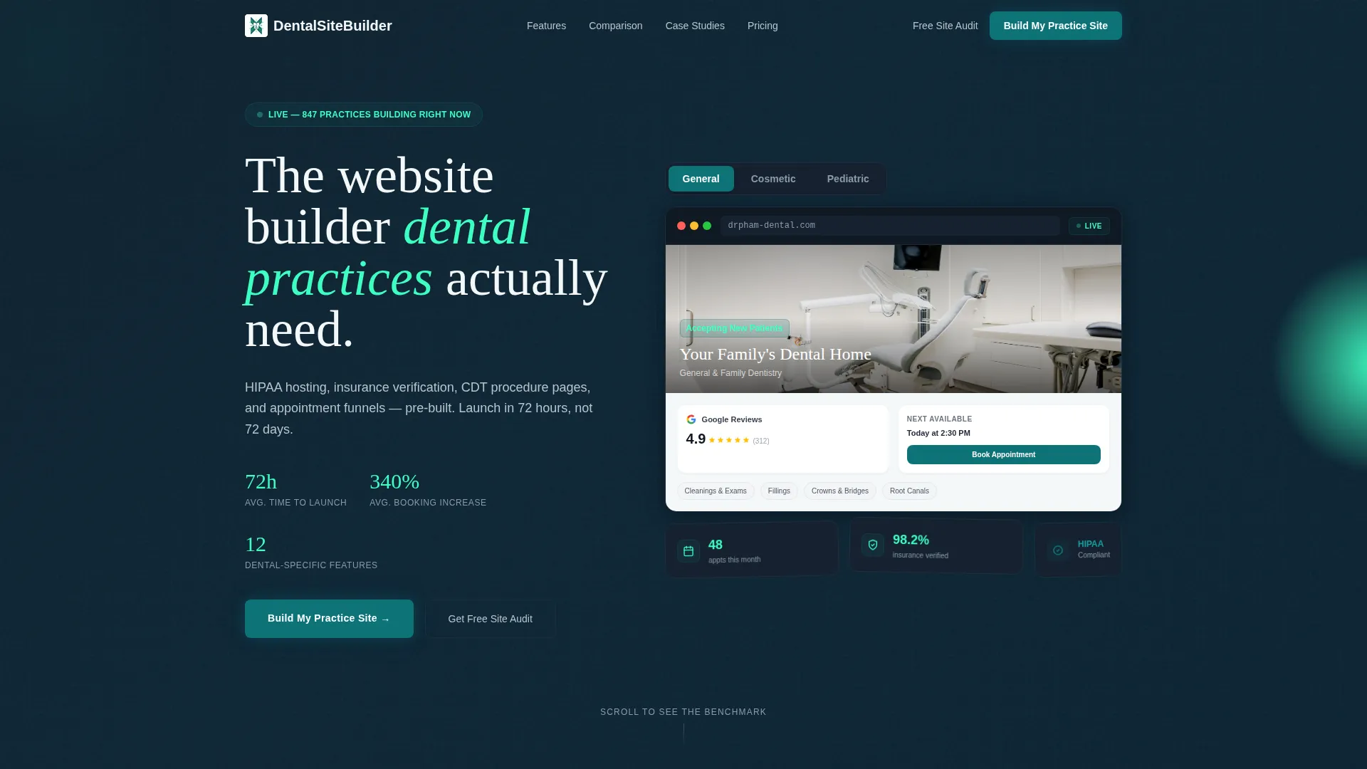 Dental Website Builder Comparison Landing Page