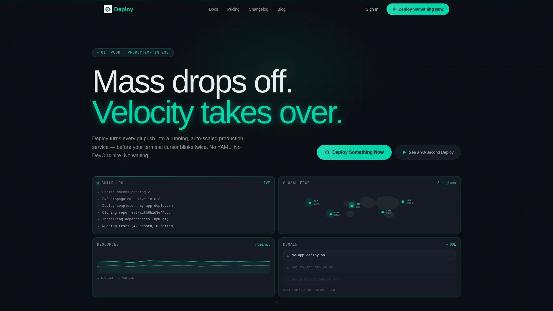 Instant Deployment Landing Page Template