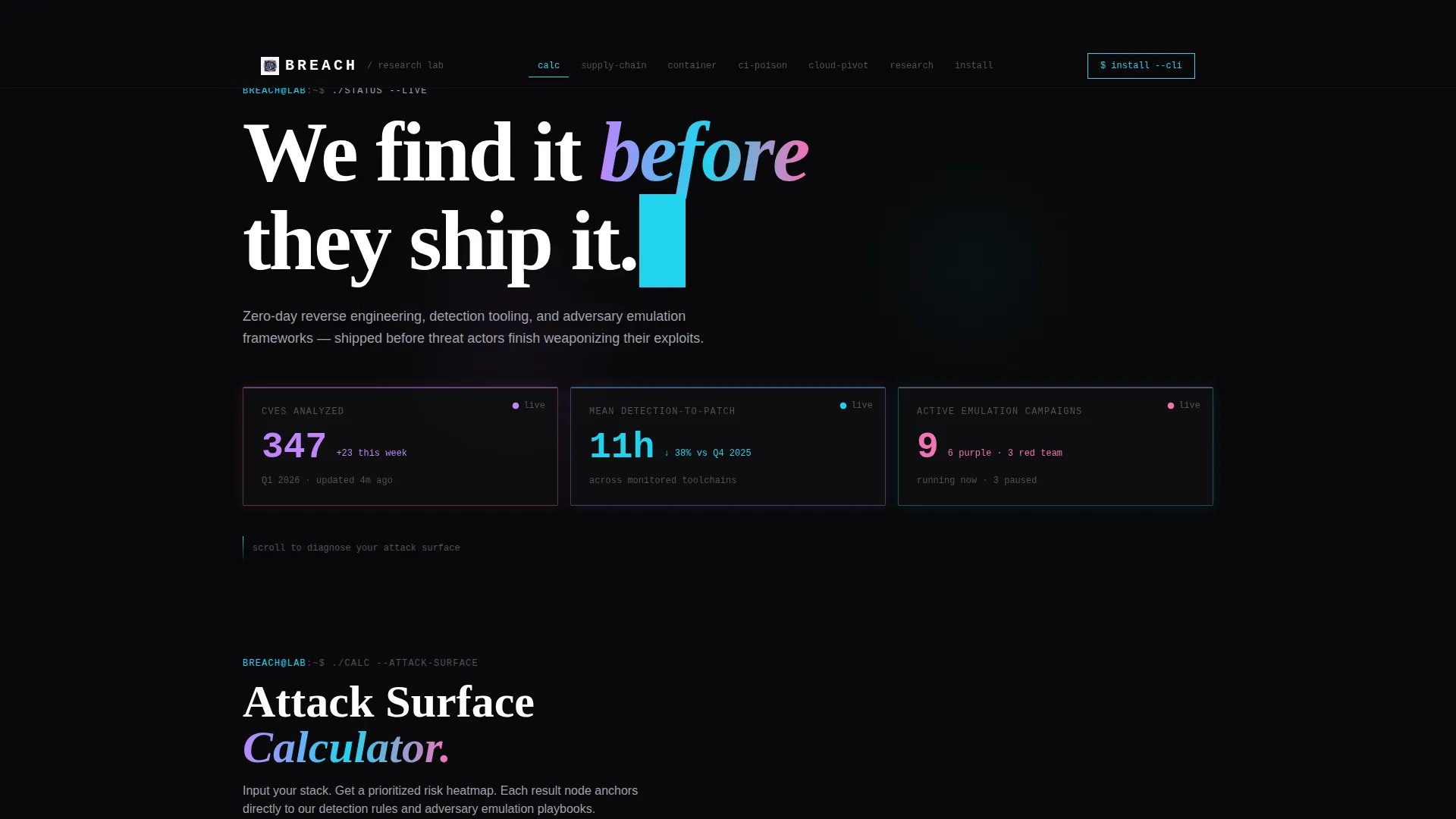 Bold Brutalist DevSecOps Research Lab Landing Page