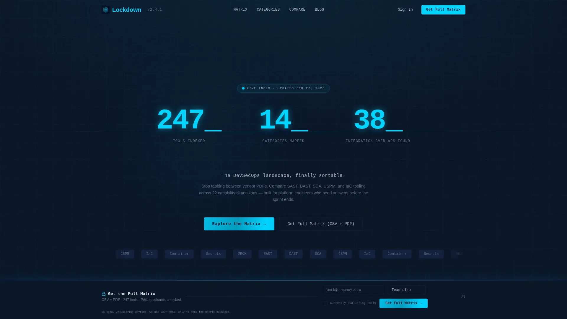 DevSecOps Tool Comparison Landing Page Template